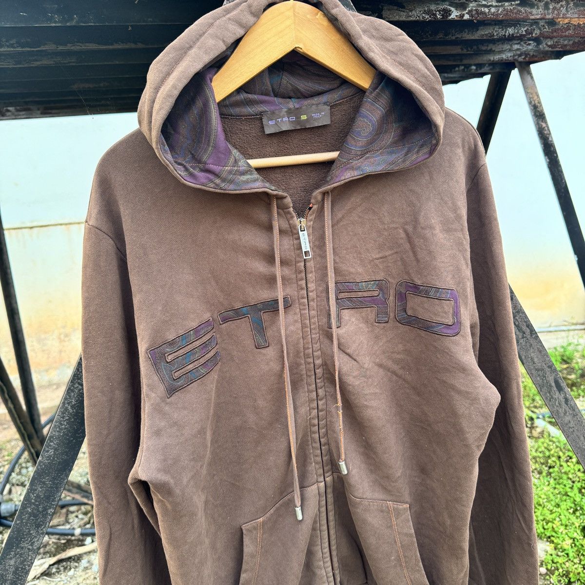 Etro Etro brown full-zip hoodie with purple paisley Size US M / EU 48-50 / 2 - 2 Thumbnail