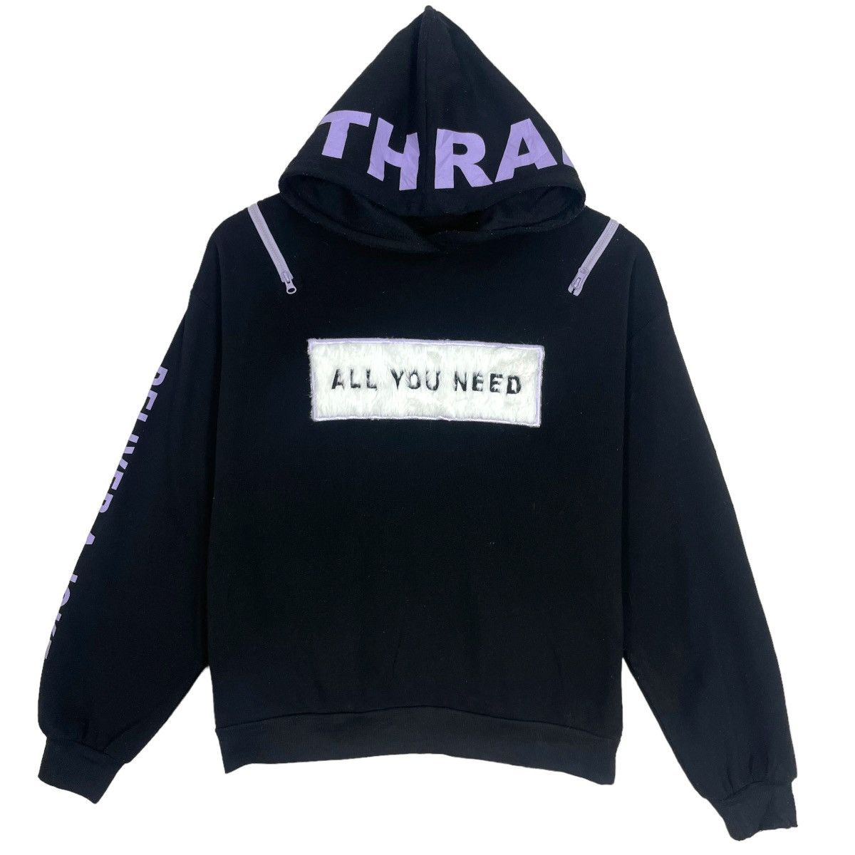 image of Archival Clothing Space Opera All You Need Sweatshirt Black With Hoodie Zipper, Men's (Size Small)
