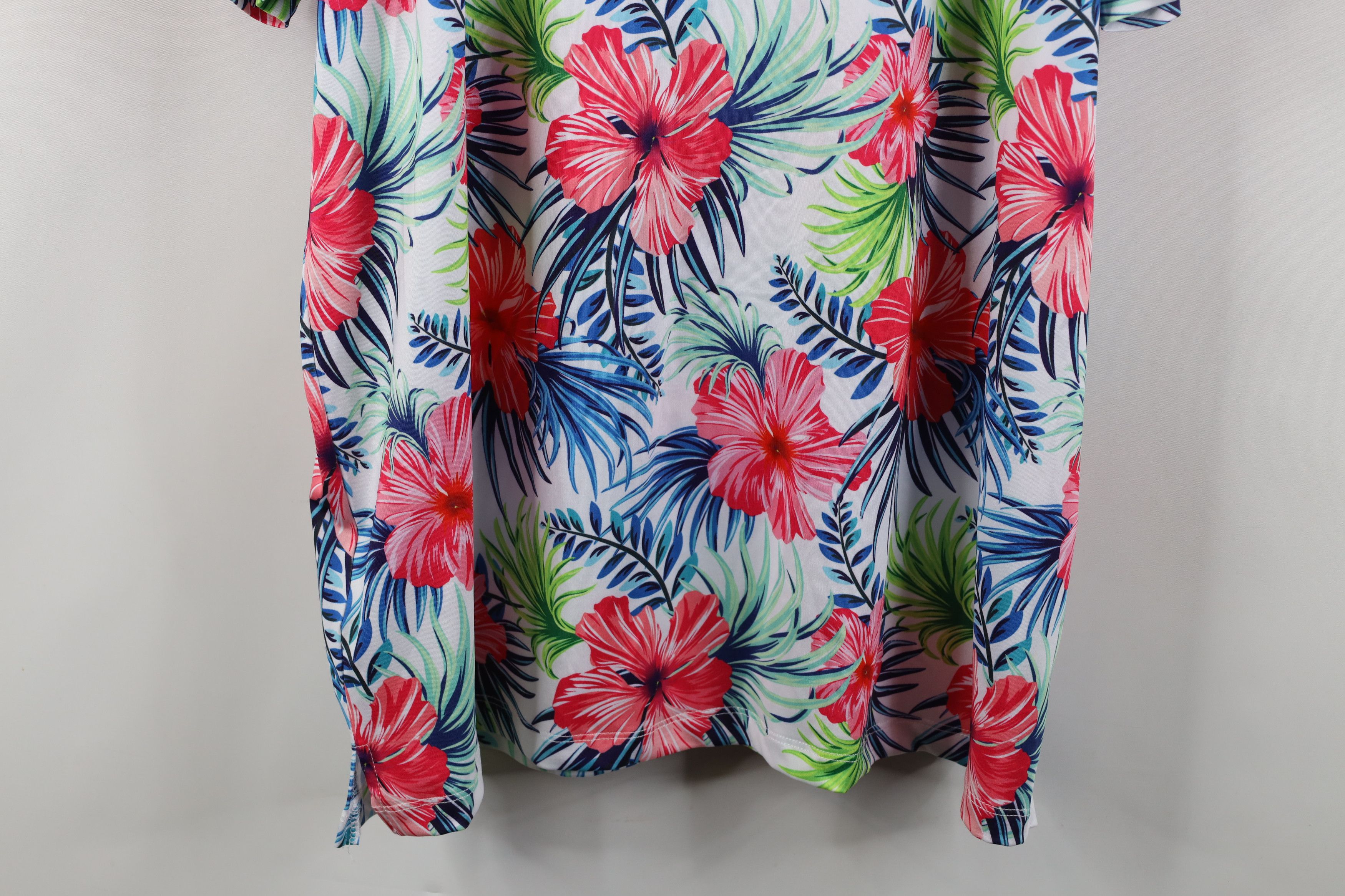 Vintage New Green Side Golf Floral Hawaiian Knit Golfing Polo Shirt Size US XXL / EU 58 / 5 - 13 Thumbnail