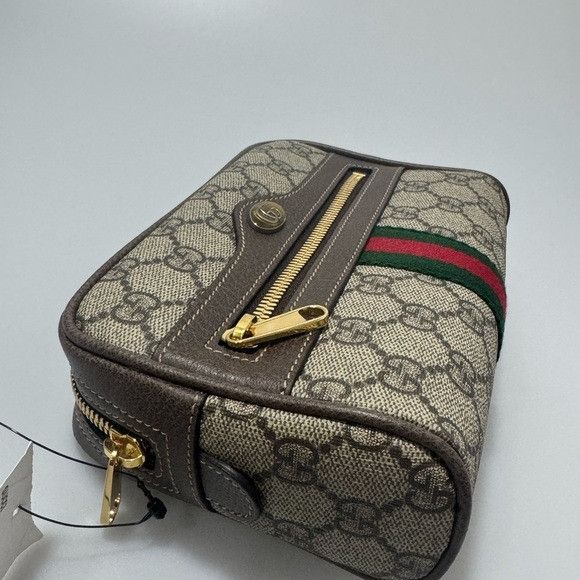 Gucci Gucci Ophidia Small GG Supreme Canvas Leather Bag Beige Brow Size ONE SIZE - 4 Thumbnail