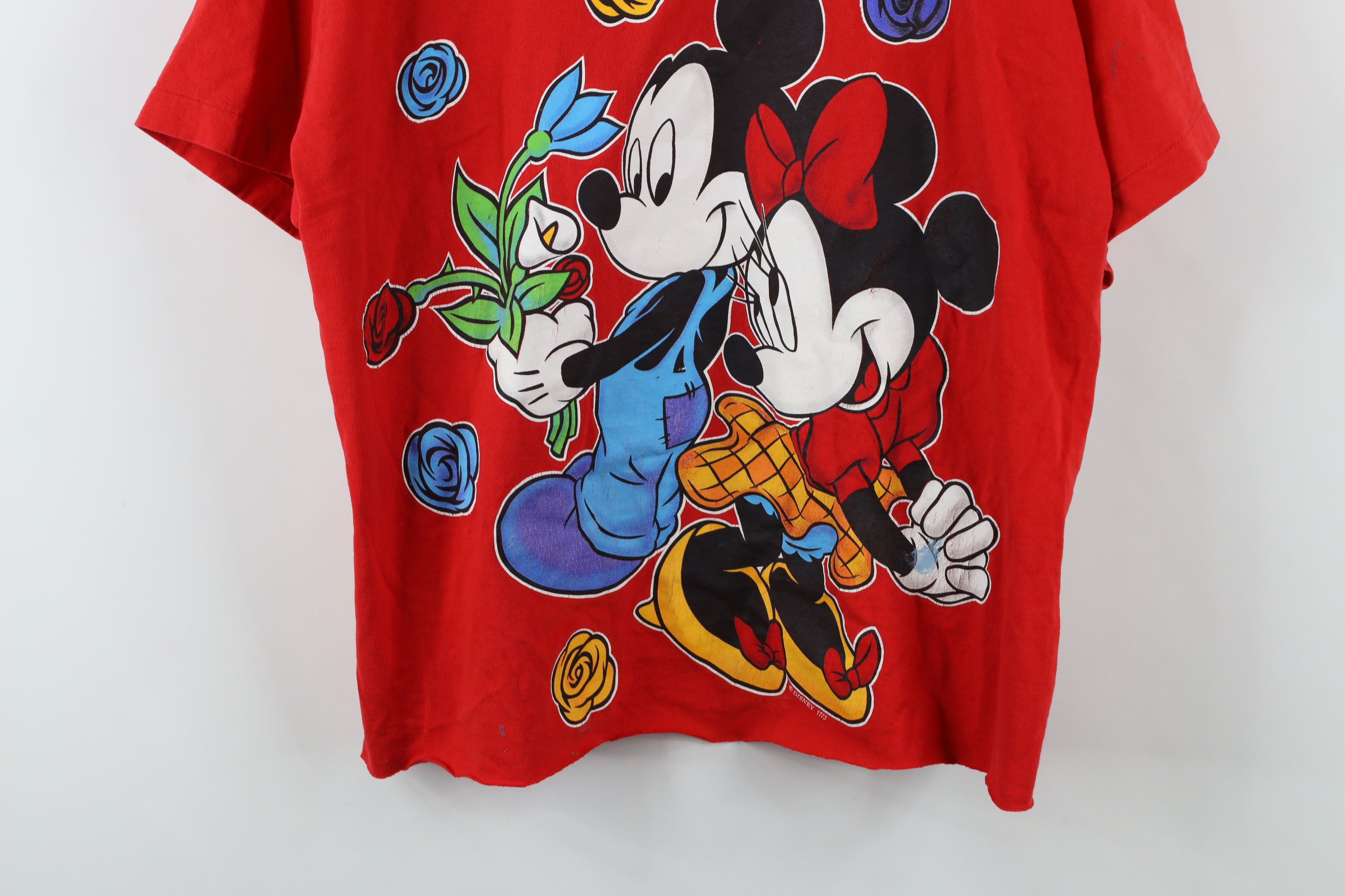 Disney × Vintage Vintage 90s Disney Mickey Minnie Mouse T-Shirt USA Red Size ONE SIZE - 3 Thumbnail