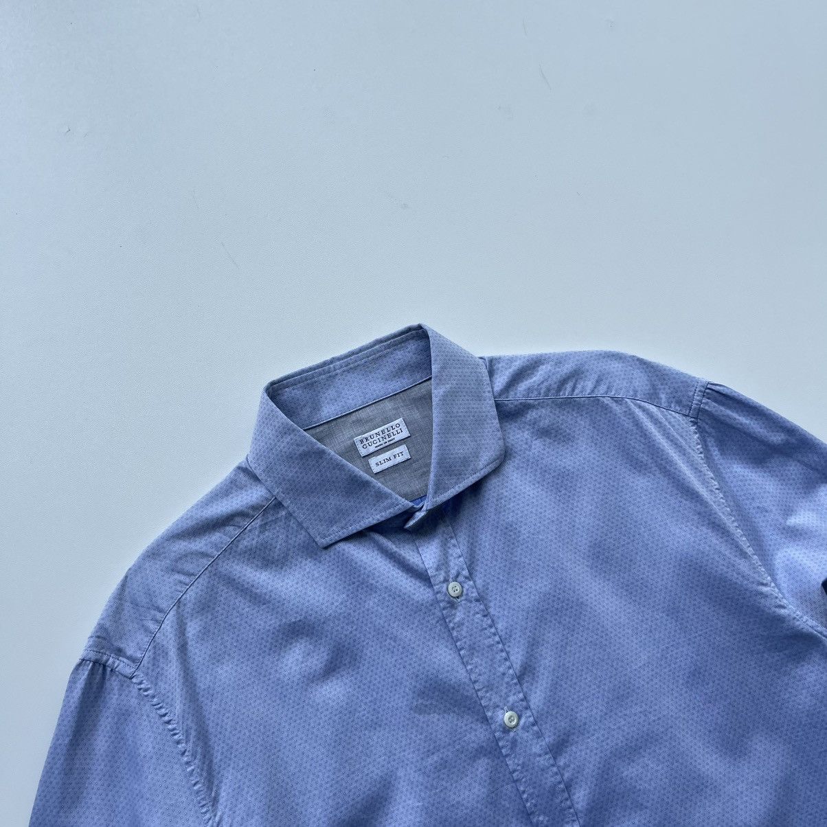 Brunello Cucinelli Brunello Cucinelli Slim Fit Cotton Button Ups Classic Shirt Size US XL / EU 56 / 4 - 2 Thumbnail