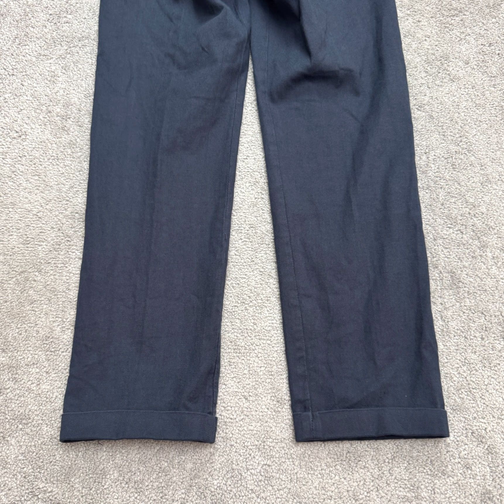 Sean John Dan John Cuffed Dress Pants Mens IT 44 28x29 Navy Blue Pleated Front Herringbone Size US 28 / EU 44 - 3 Thumbnail