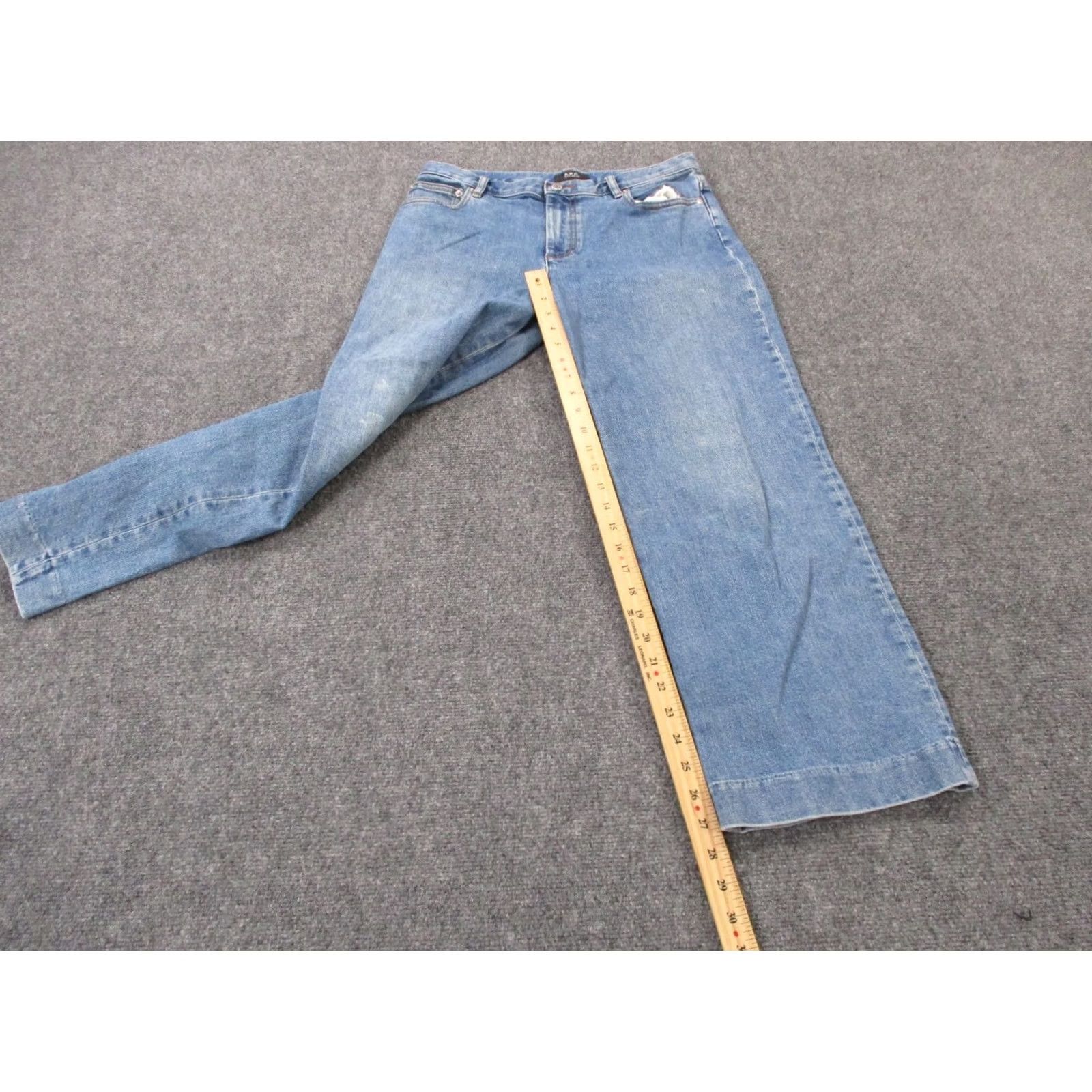 Denime APC Jeans Womens 31 Blue Denim Sailor Wide Leg Boot Casual Classic Faded Jeans Size 24" / US 00 / IT 34 - 3 Thumbnail