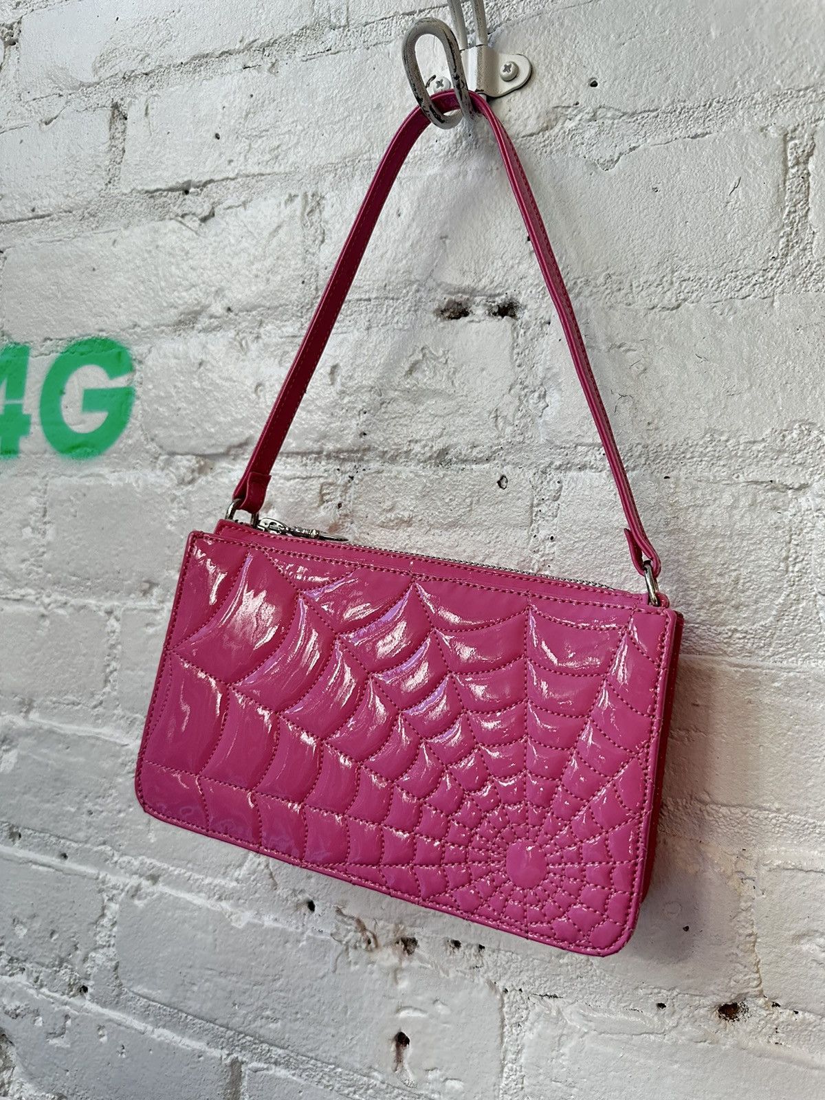 Chrome Hearts CHROME HEARTS PINK PATENT LEATHER NIGHT BAG SPIDER WEB Size ONE SIZE - 12 Thumbnail