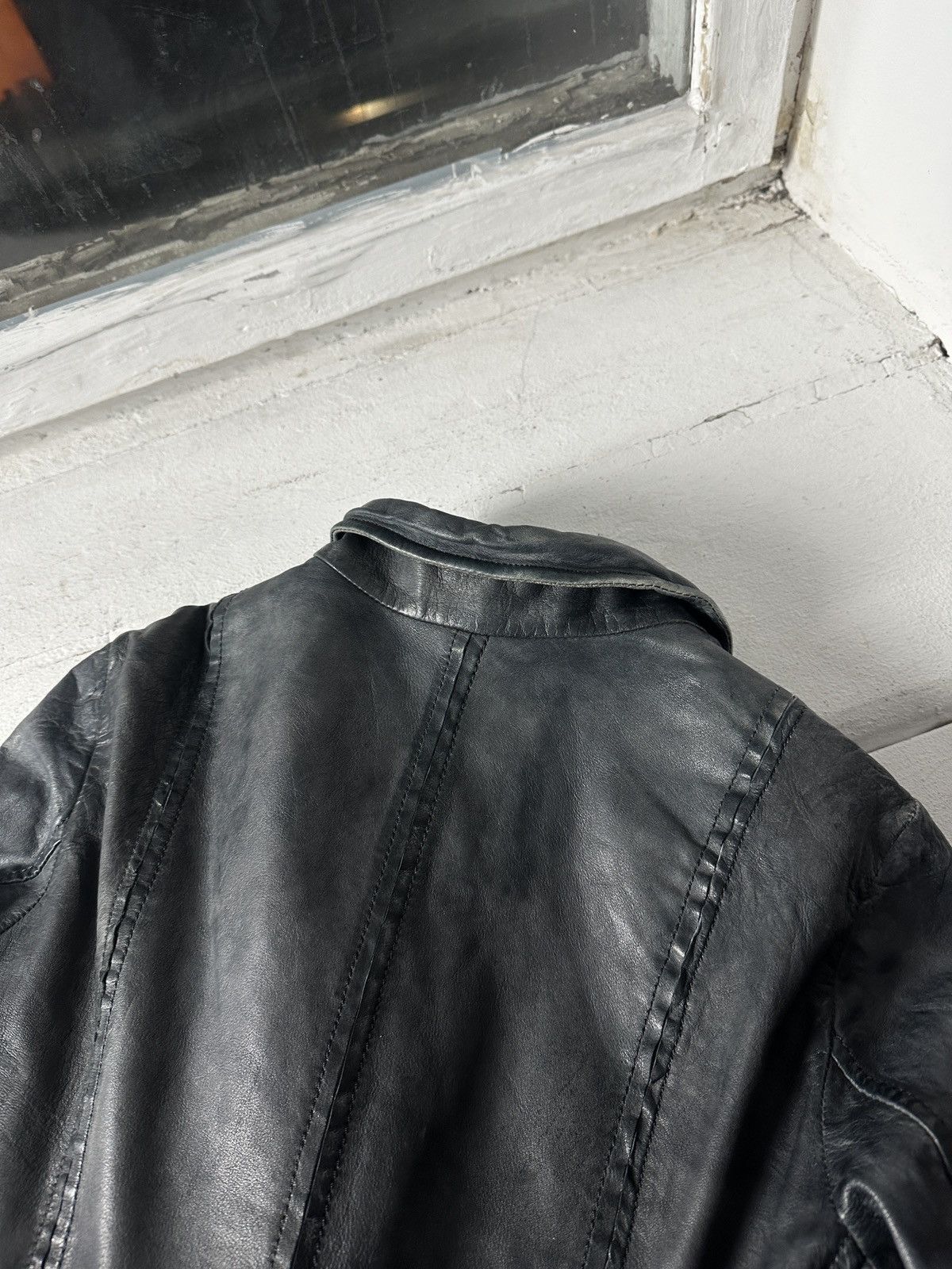 Other 🚨Y2K RICK OWENS TYPE DIRTY SLIM FIT ZIP LEATHER JACKET Size M / US 6-8 / IT 42-44 - 12 Thumbnail