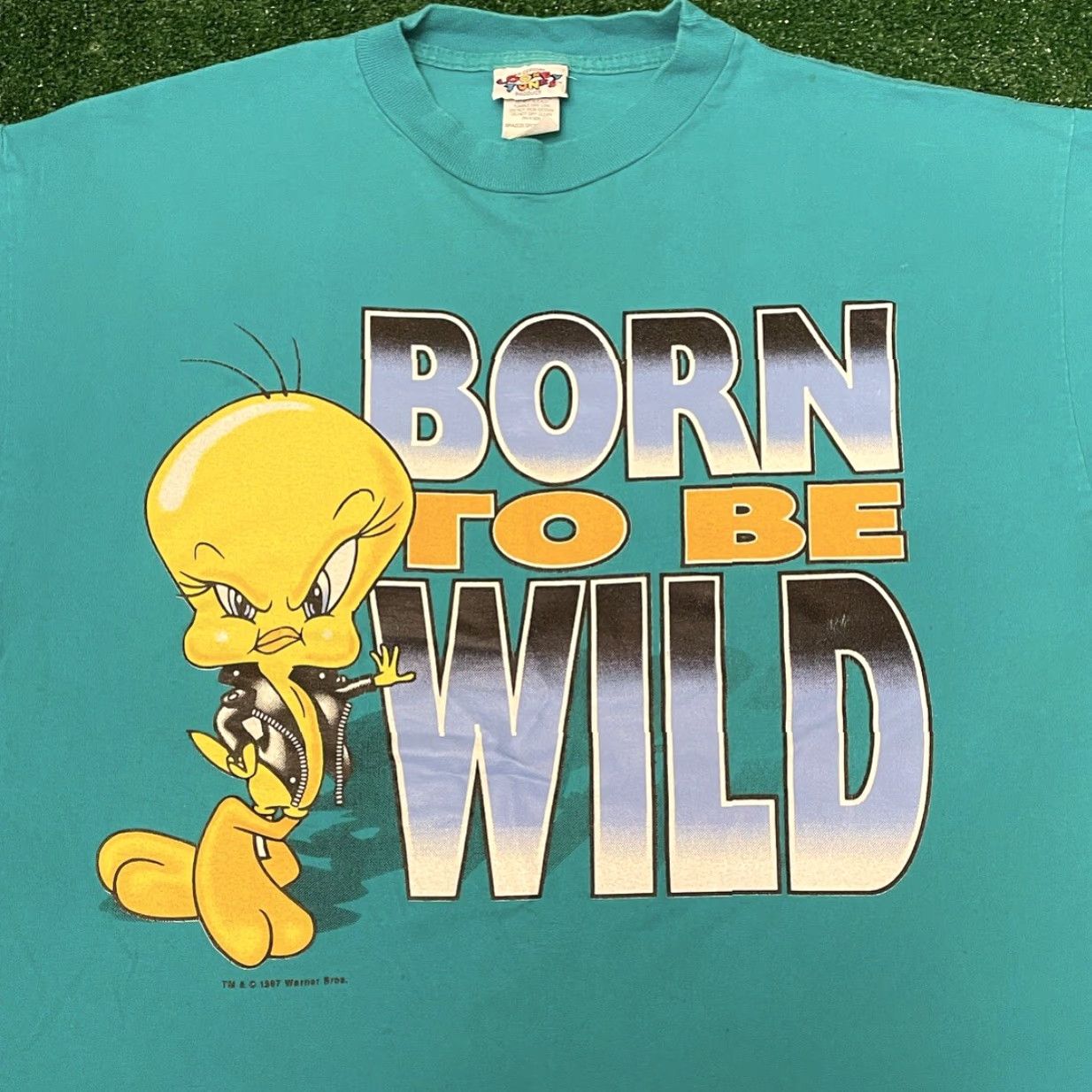 Vintage VINTAGE 90s Looney Tunes Tweety Born To Be Wild Biker Shirt Mens XL Blue Size US XL / EU 56 / 4 - 3 Thumbnail