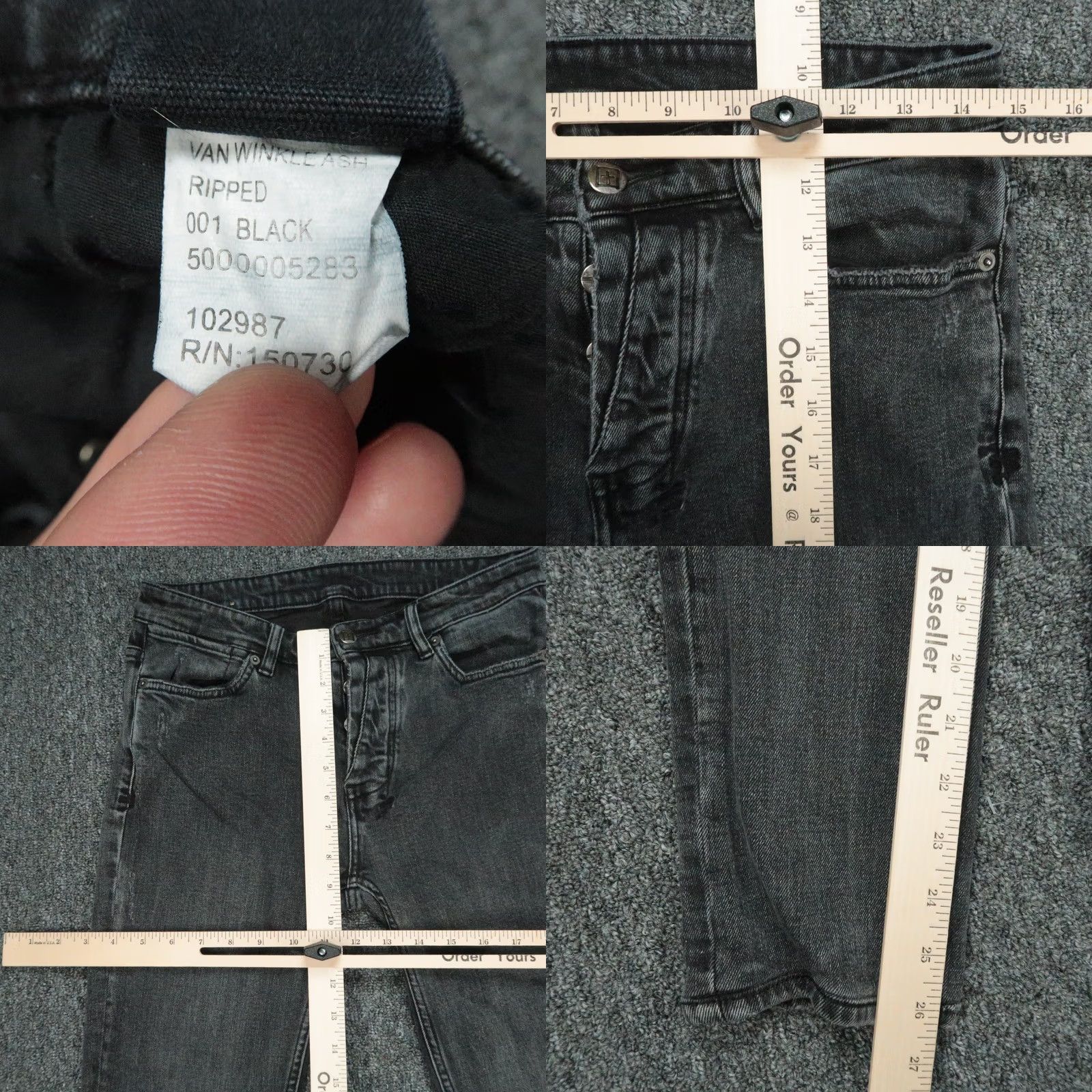 Ksubi KSUBI Jeans Mens 30x27 Black Van Winkle Distressed Slim 5-Pocket Denim Straight Ready to Wear Mens Size US 30 / EU 46 - 8 Thumbnail