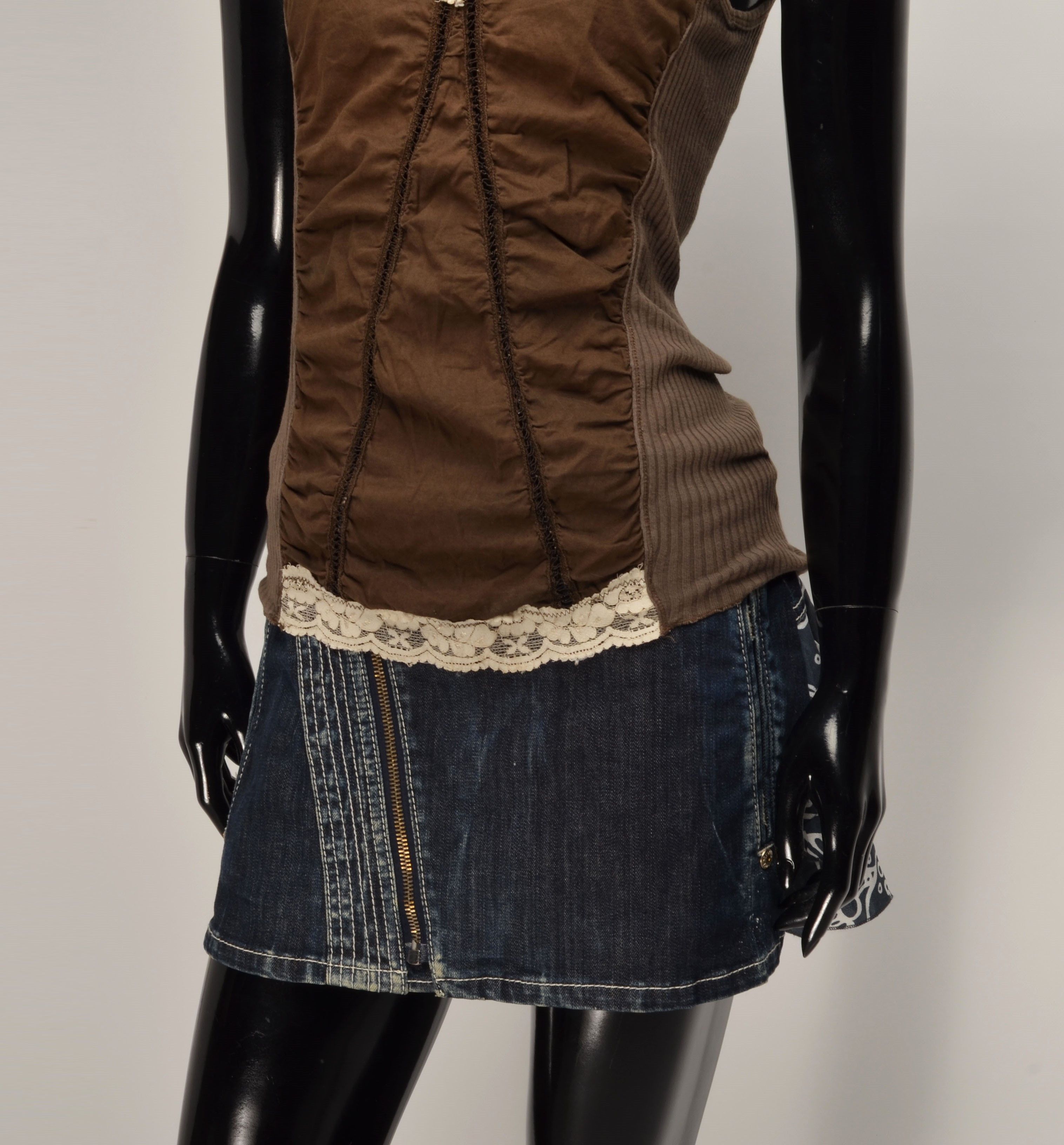 Designer Vintage Kookai Y2K Coquette Cottage Rib Knit Gray Top Size S / US 4 / IT 40 - 3 Thumbnail