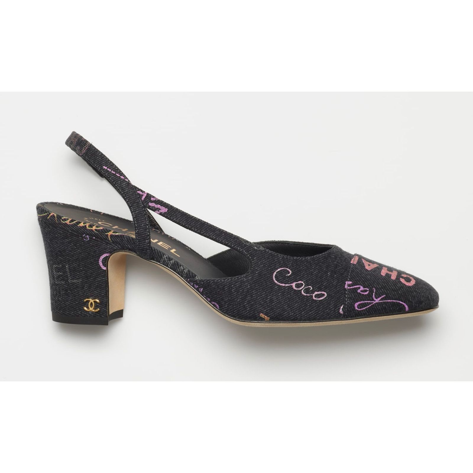 Chanel Mademoiselle Coco Sling CC Black Slingback Sandal Heel 40 Size US 10 / IT 40 - 1 Thumbnail