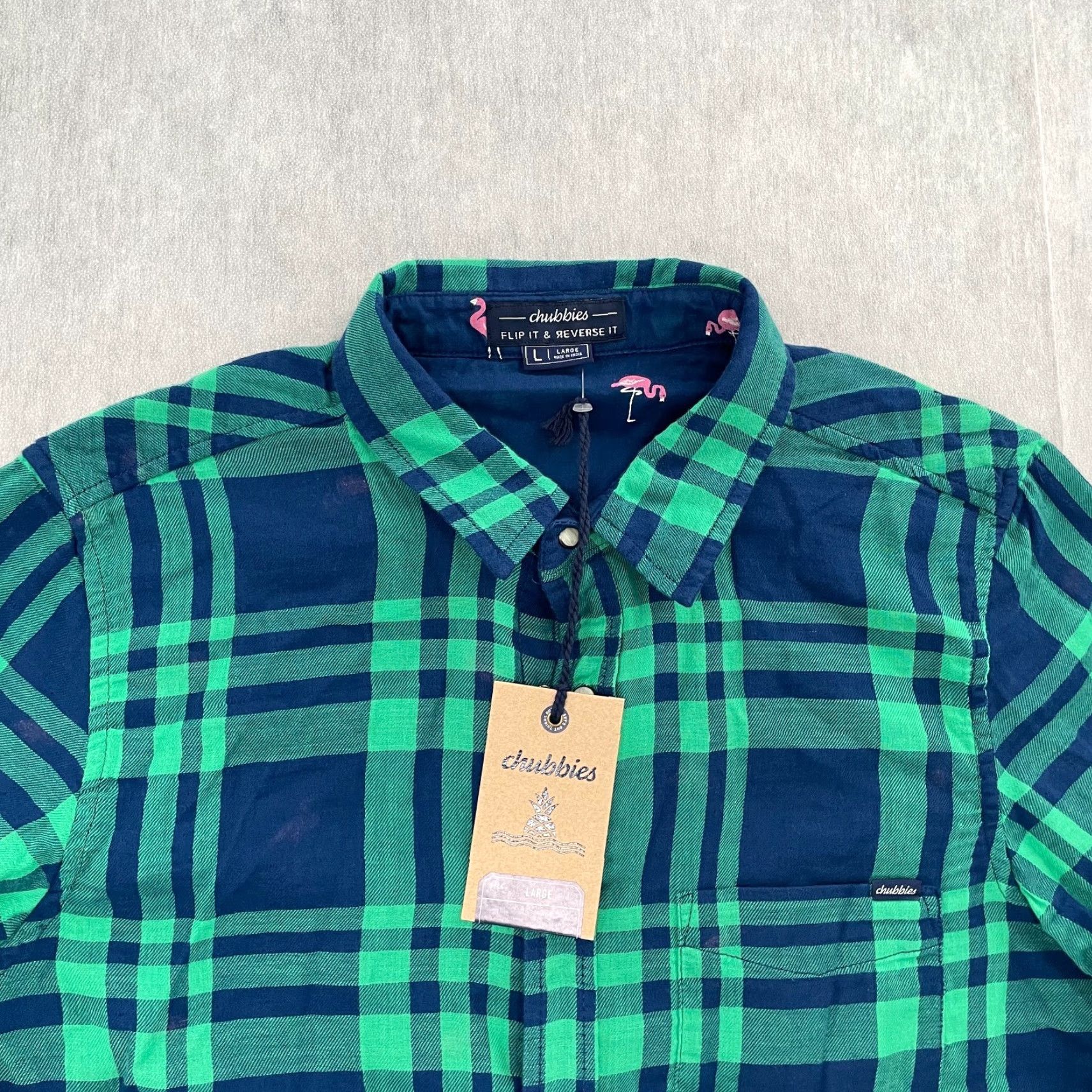 Chubbies Chubbies Shirt Adult Large Green Blue Button Up Reversible Flip It & Reverse It Shirt Mens Plaid Casual Size US L / EU 52-54 / 3 - 2 Thumbnail