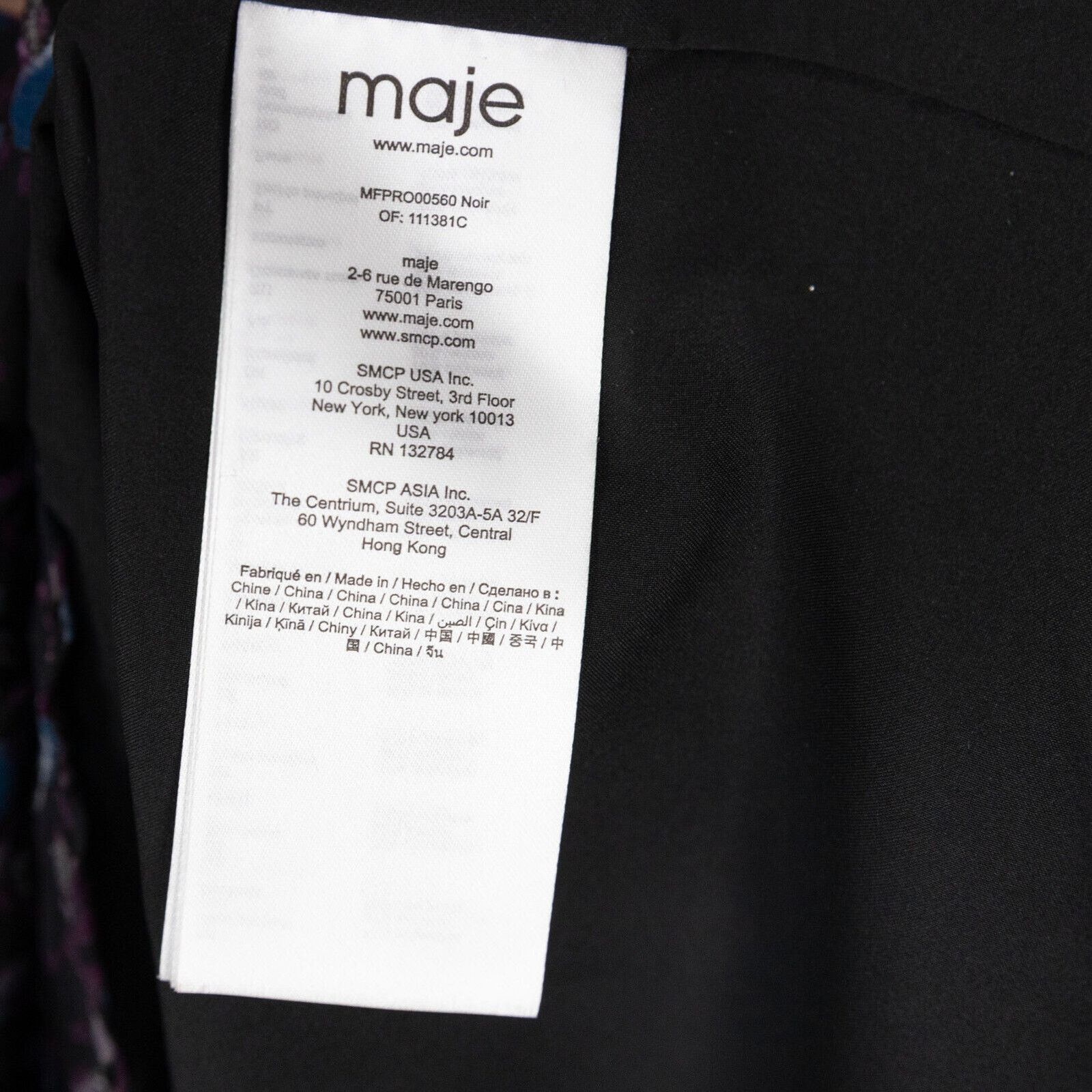 Maje Maje Women Revano Long Sleeve Printed Dress Black Size 1/S Size S / US 4 / IT 40 - 5 Thumbnail