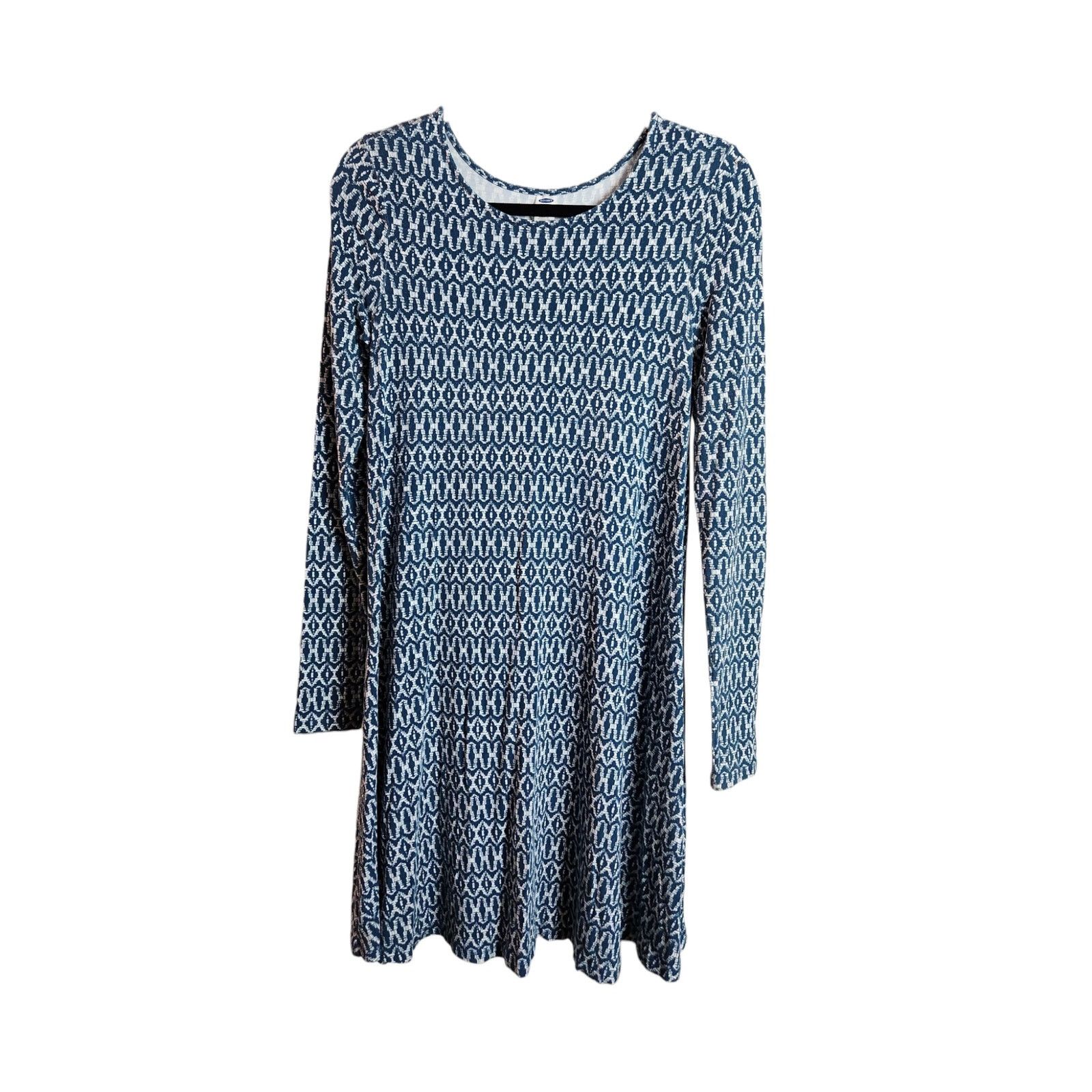 Old Navy Old Navy Blue & White Abstract Pattern Dress - Size Medium Size M / US 6-8 / IT 42-44 - 1 Thumbnail