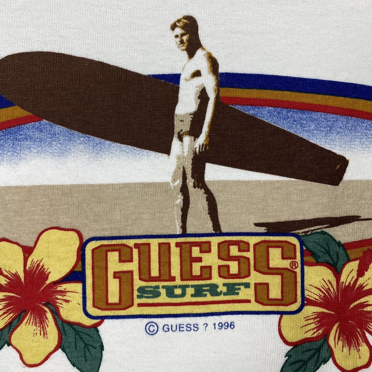 Guess Vintage 90's GUESS SURF Longboards Surfers Graphic Surf Tee Size US L / EU 52-54 / 3 - 5 Thumbnail