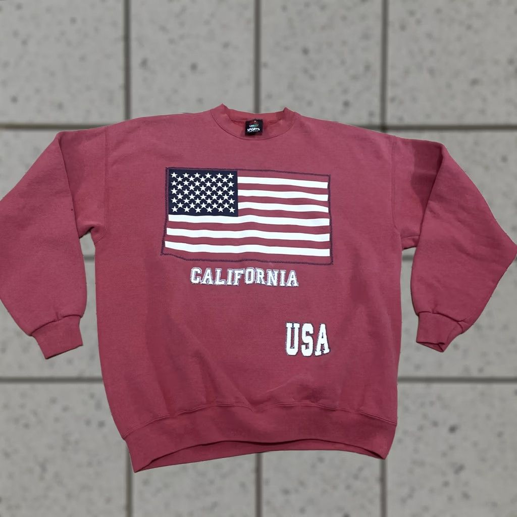 Vintage VINTAGE PM SPORTS USA Sweater Men XL Red American Flag California Soft Knit XL 48"Crew Neck Long Sleeve Pullover Embroidered Logo Size US XL / EU 56 / 4 - 1 Thumbnail