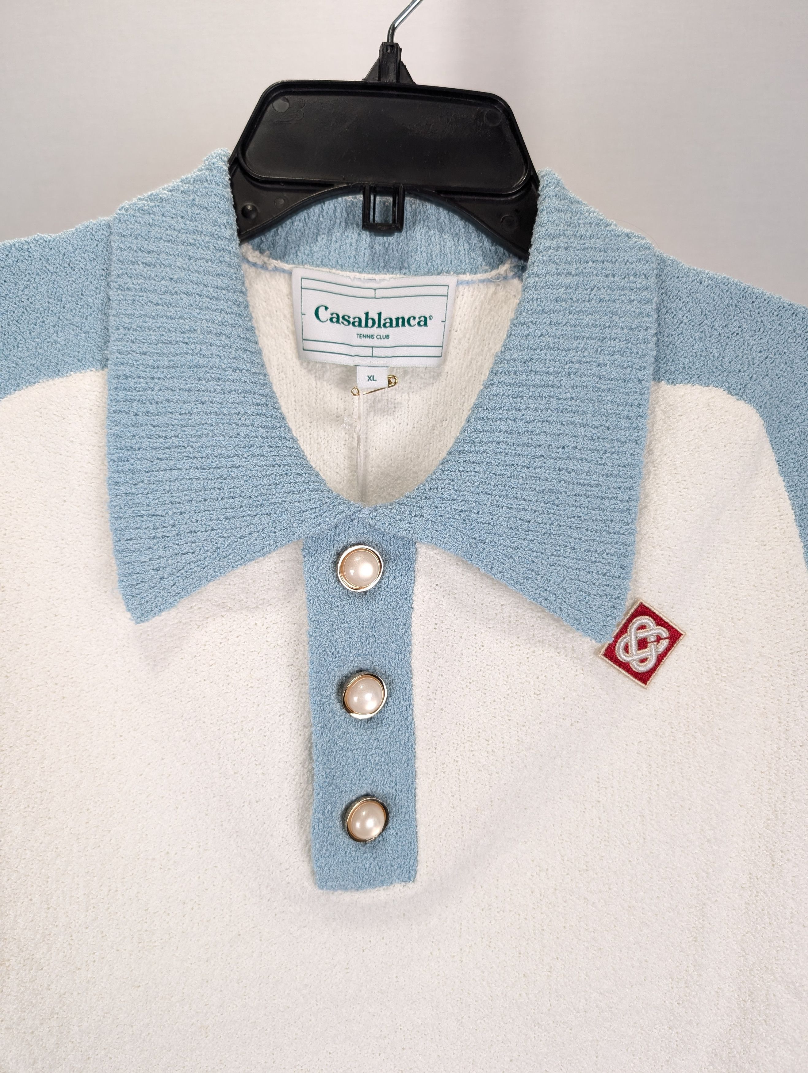Casablanca o1rshd1 555 / Raglan Boucle Polo Shirt in White/Blue Size US XXL / EU 58 / 5 - 4 Thumbnail