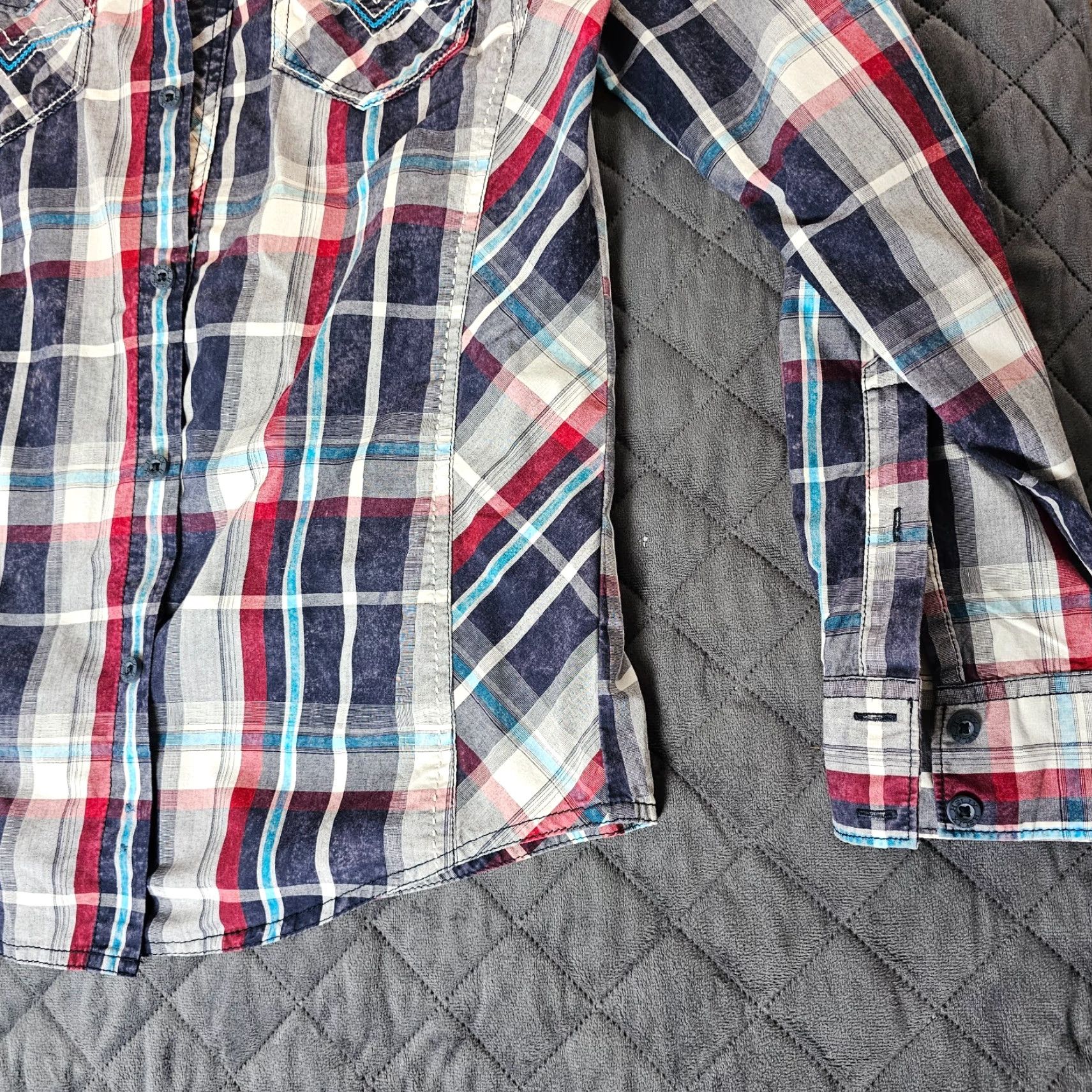 Vintage Helix Men’s Button Shirt Blue Plaid Size Medium Athletic Fit Pockets Western Size US M / EU 48-50 / 2 - 4 Thumbnail