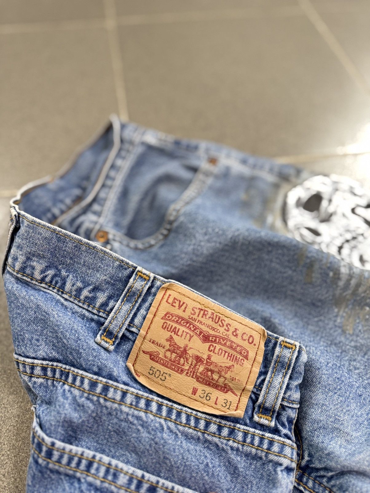 Levi's Vintage Levi’s Skull Stonewashed Denim Custom Handmade Jeans Size US 31 - 11 Thumbnail