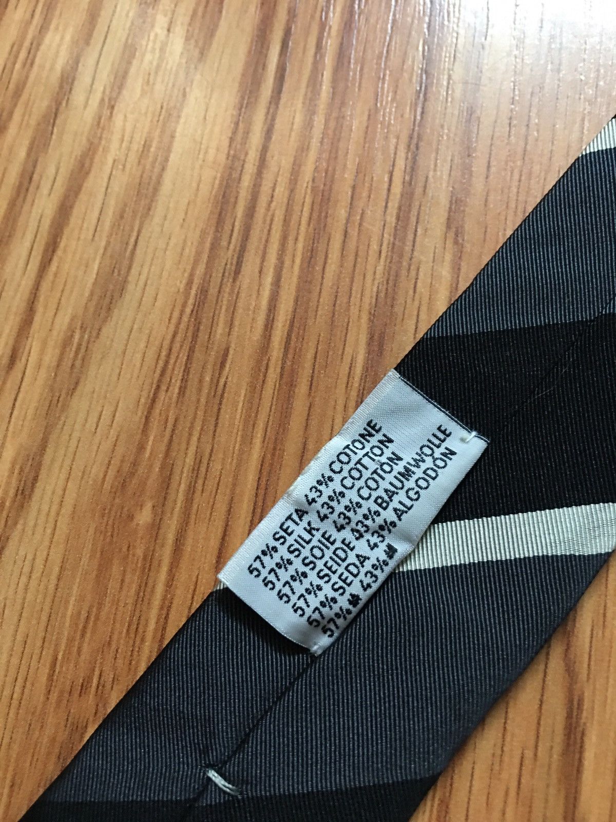 Prada PRADA Black Grey Striped Italy Cotton Silk Mens Tie Size ONE SIZE - 5 Thumbnail