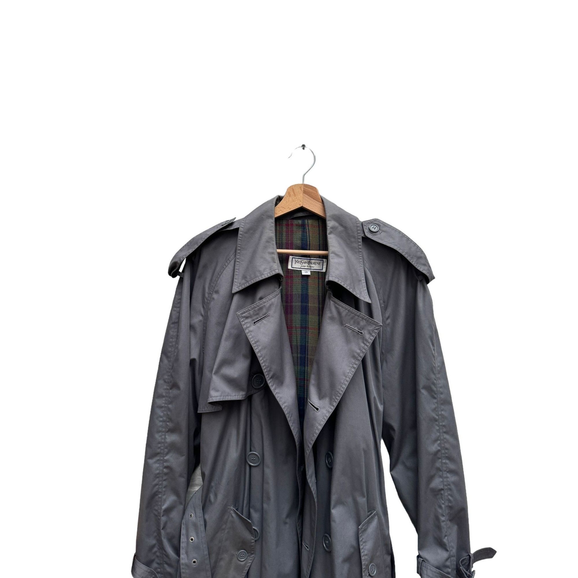 Yves Saint Laurent Vintage Grey Trench Coat Size US M / EU 48-50 / 2 - 2 Thumbnail