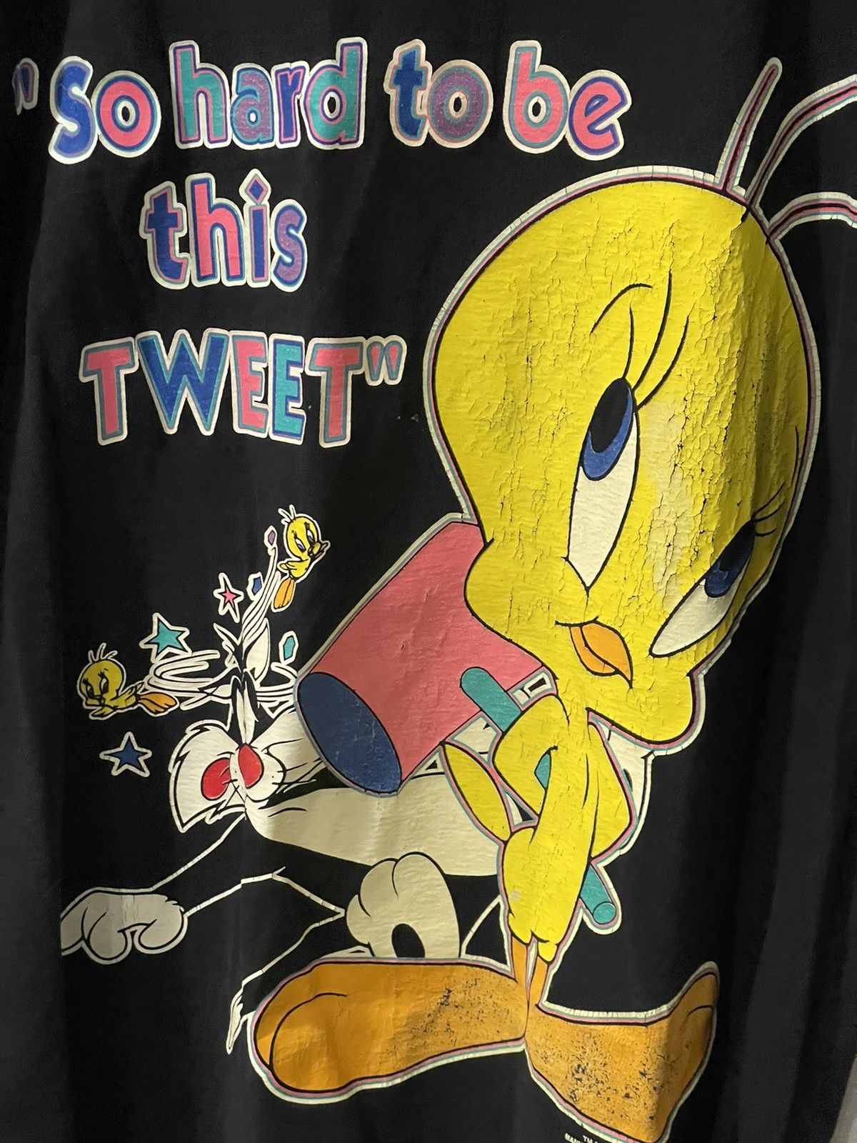 RARE 90s outlets Tweety Bird Looney Tunes Shadow AOP All Over Print Hoodie Size Large