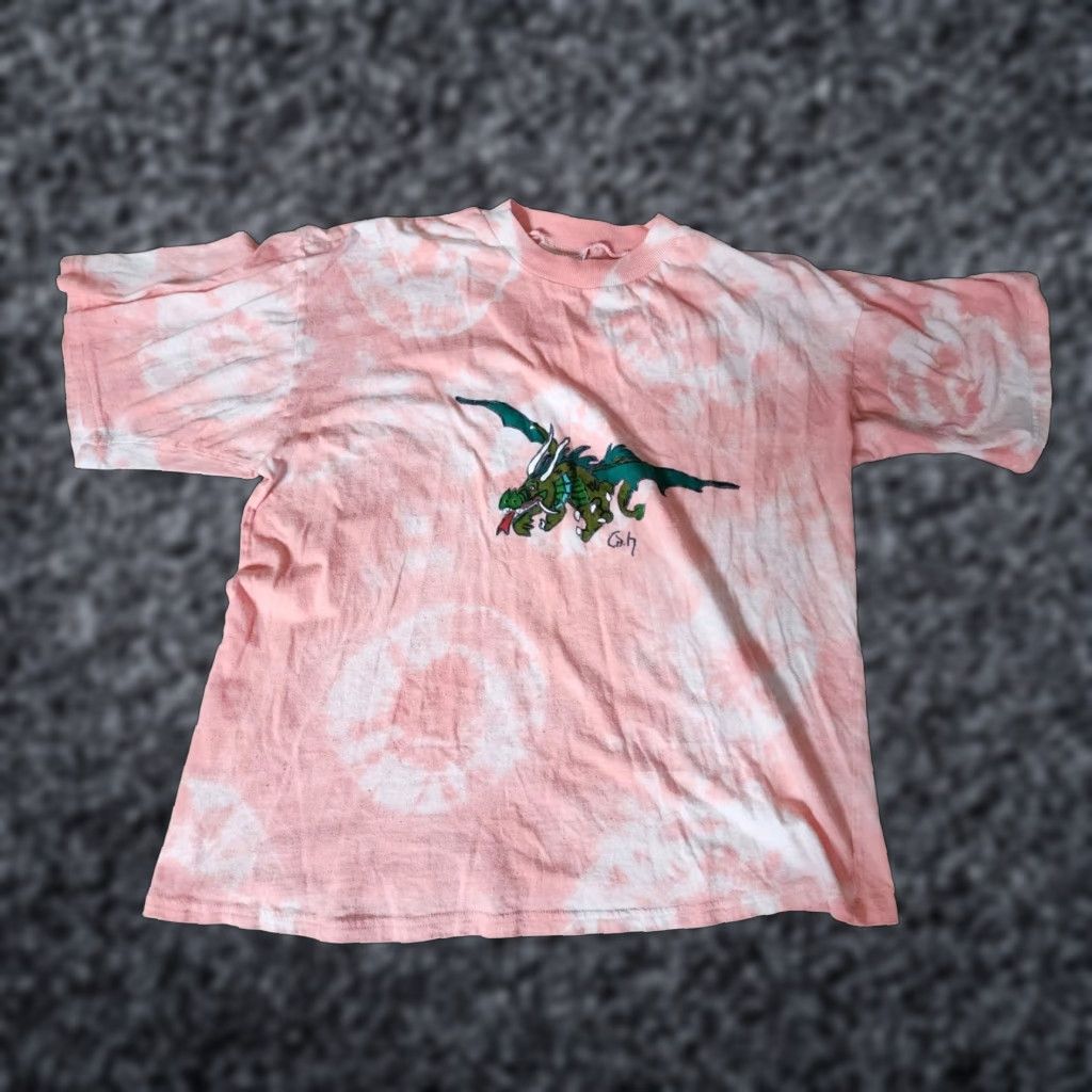 Vintage VINTAGE 90s New Issue Dragon T-Shirt Mens M Pink Short Sleeve Crew Neck Graphic Print Size US M / EU 48-50 / 2 - 1 Thumbnail