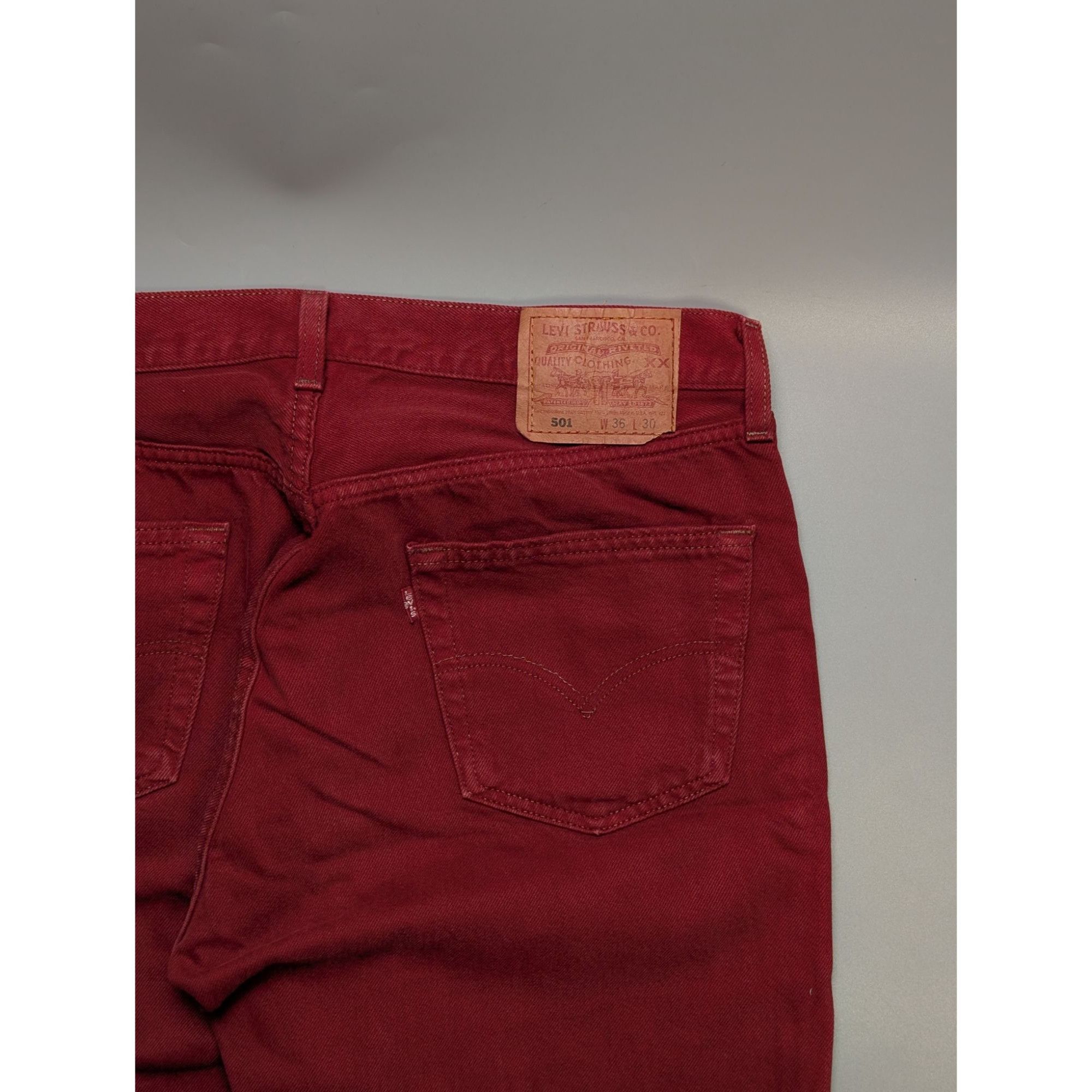 Levi's Vintage Clothing Levi's 501 Made In USA RARE Red Denim Jeans Pants (Y1077) Size US 36 / EU 52 - 10 Thumbnail