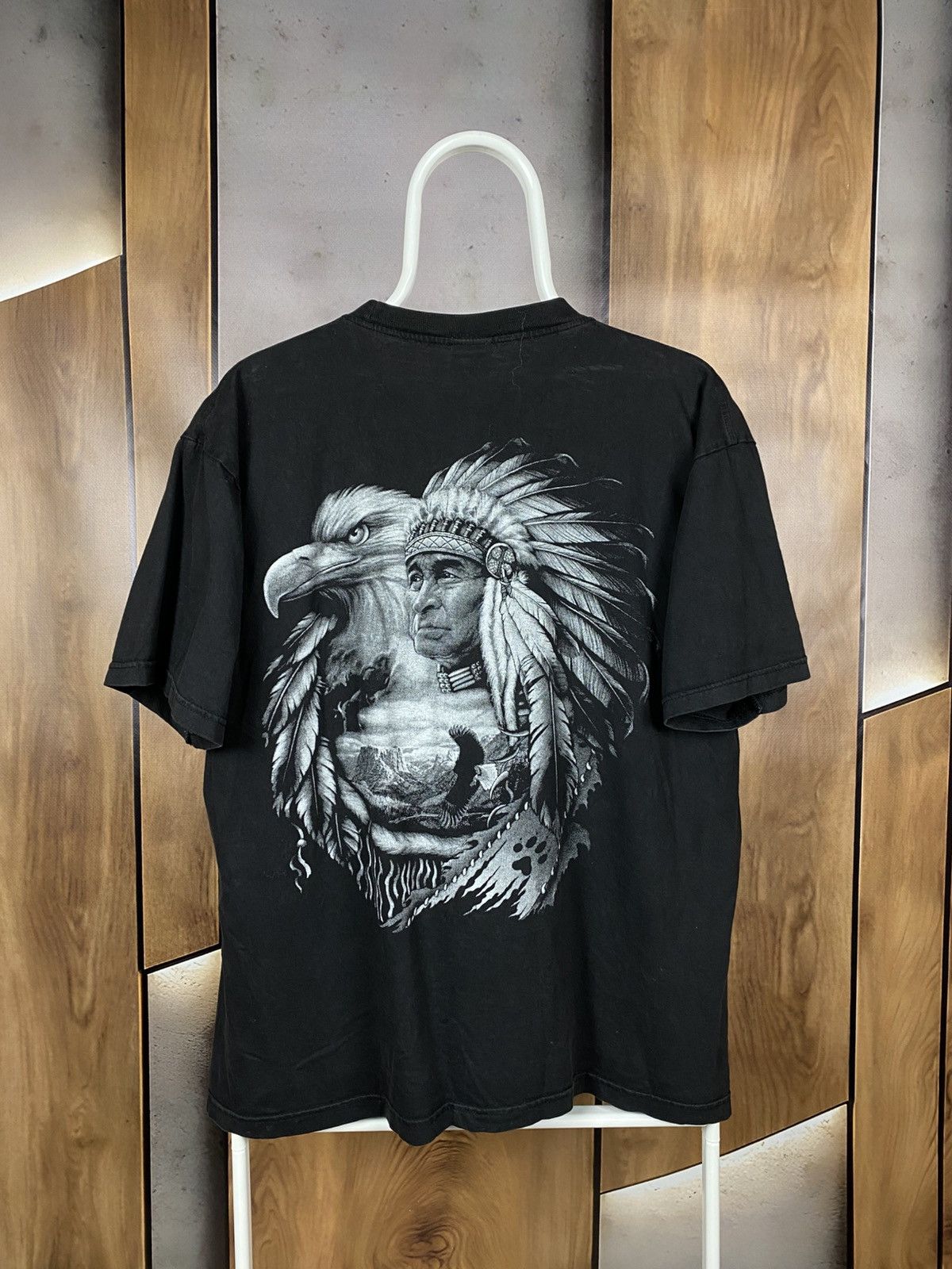Vintage 🦅Vintage 90s T-Shirt Rock Eagle Stitch Double Side VTG Tee🦅 Size US L / EU 52-54 / 3 - 2 Thumbnail