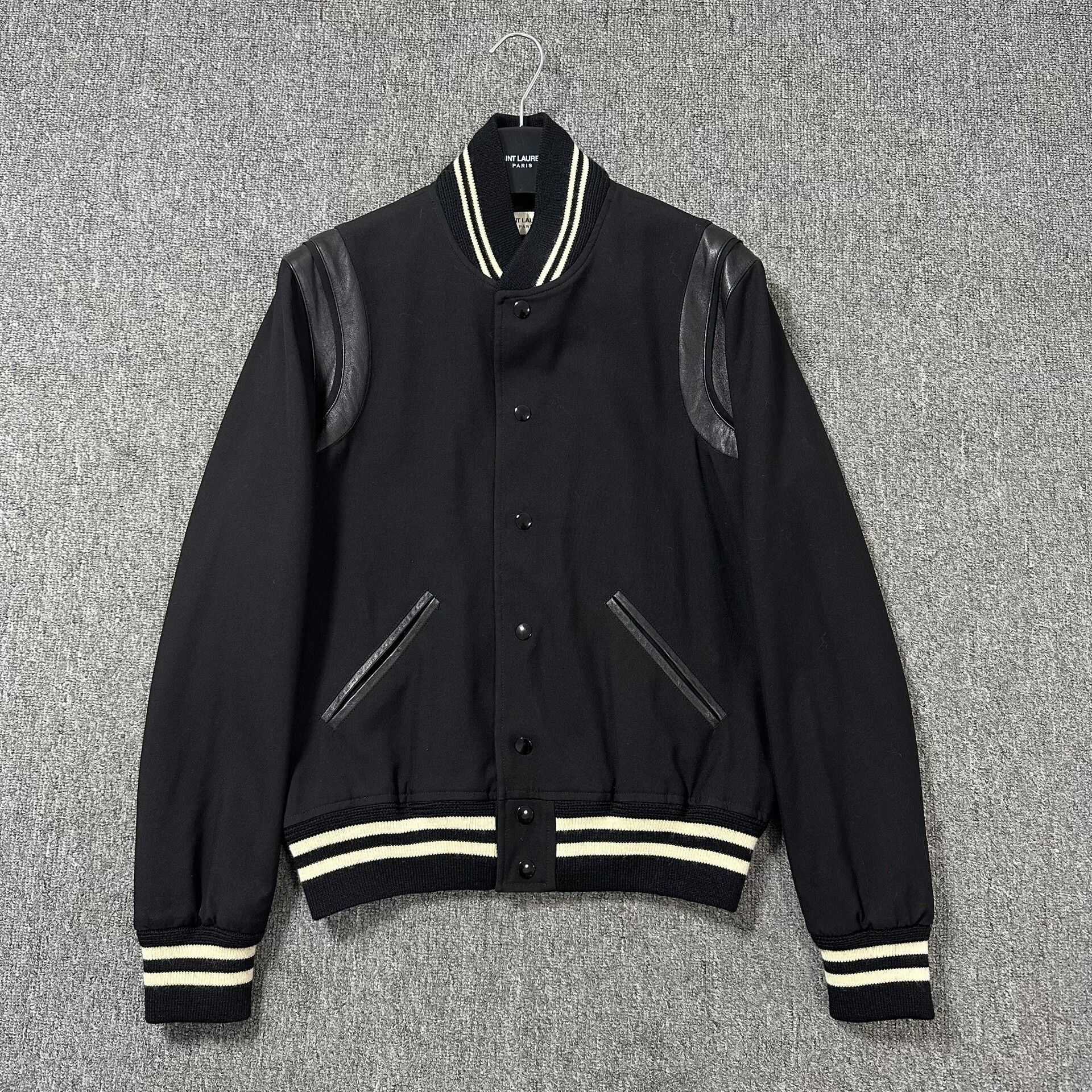Saint Laurent Paris Saint Laurent Leather Patchwork Baseball Jacket Size US S / EU 44-46 / 1 - 1 Thumbnail