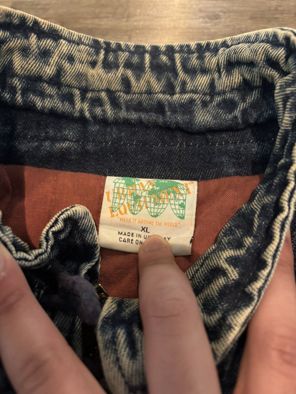 Other Vintage Acid Wash Denim jacket with Leather Size US XL / EU 56 / 4 - 3 Thumbnail