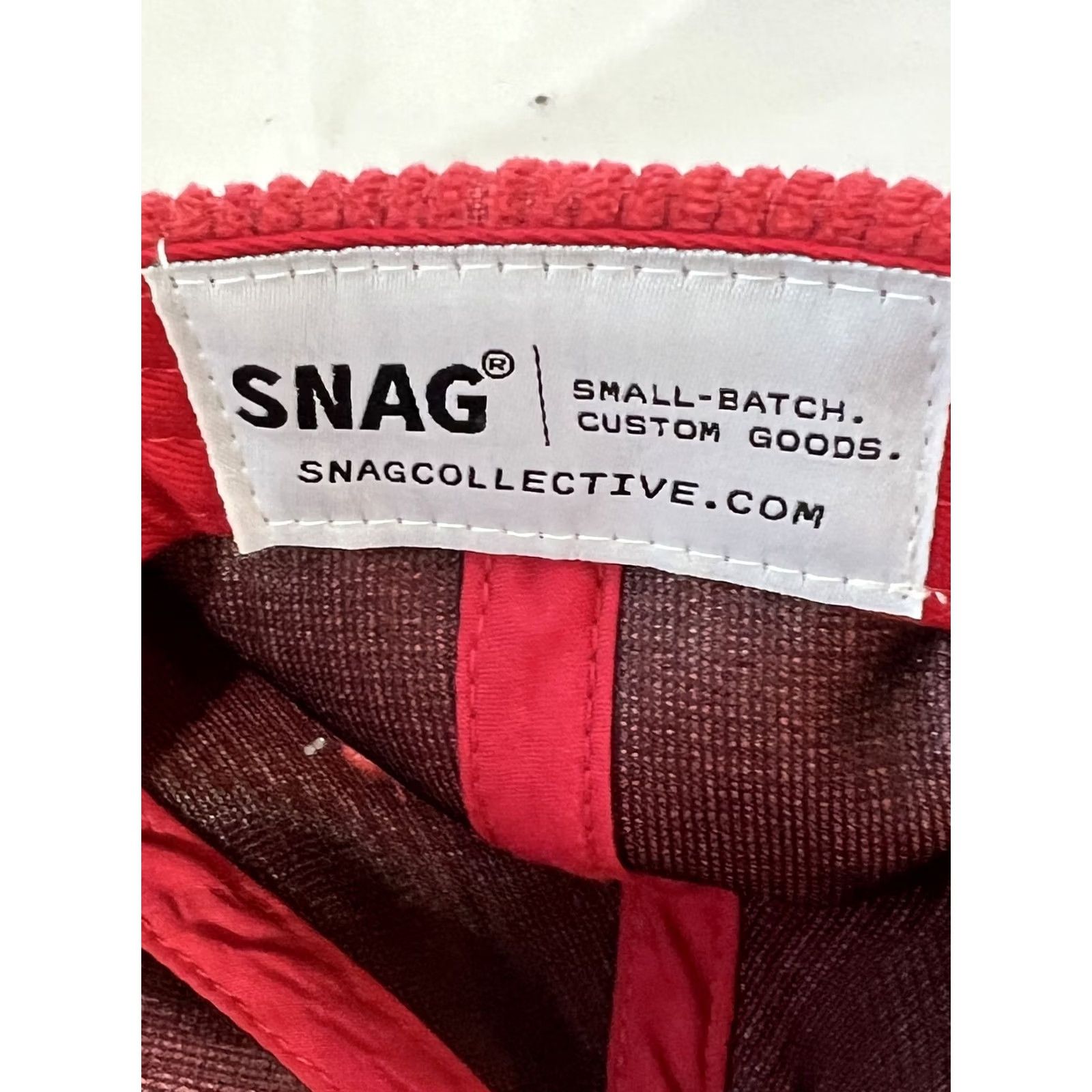 Vintage SNAG Red Corduroy Snap Back Hat Cap Where’s The After Embroidered Mens Size ONE SIZE - 4 Thumbnail