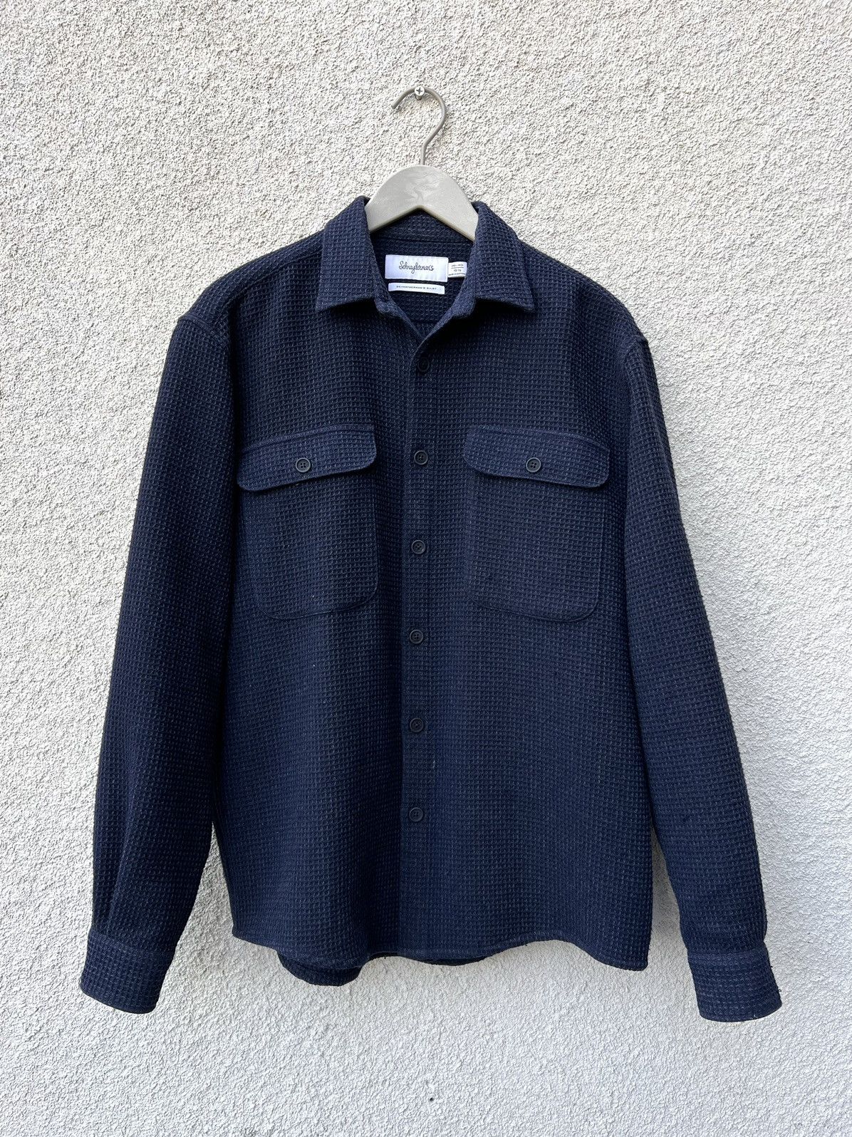 Schnaydermans Schnaydermans Navy Wool Waffle Boxy Shirt Jacket Size US M / EU 48-50 / 2 - 1 Thumbnail