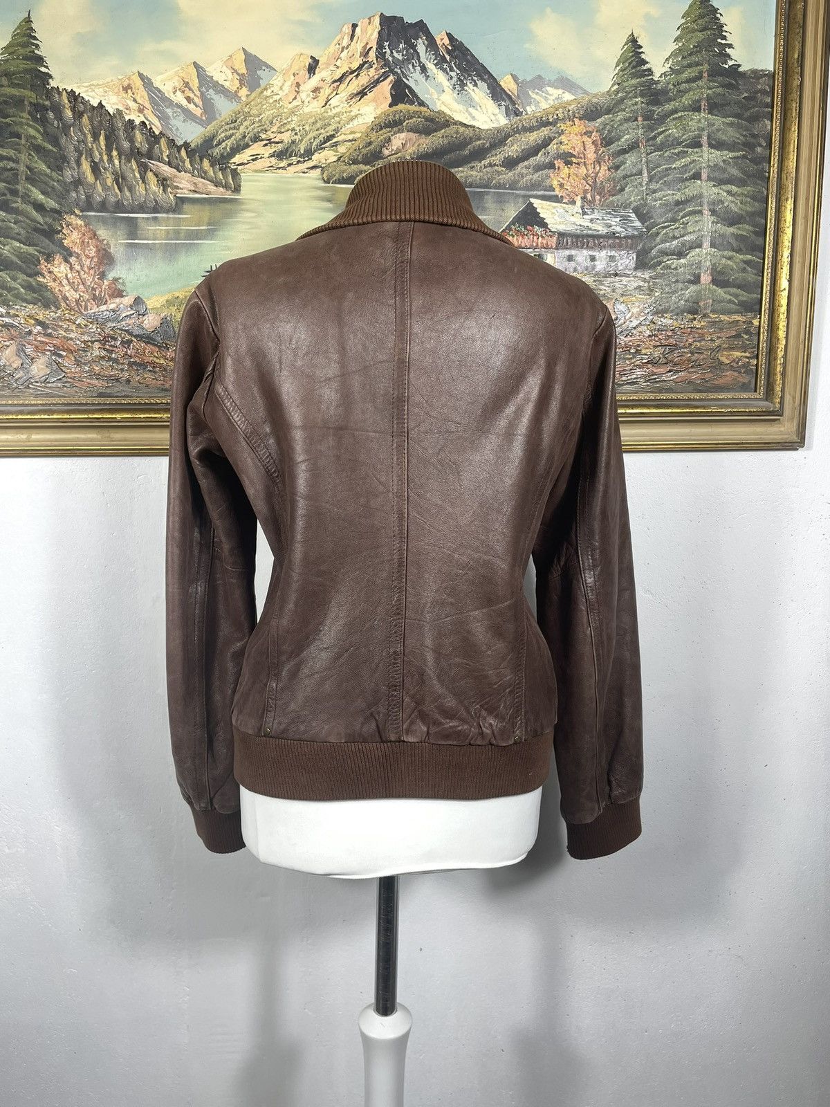 Vintage Washed Brown Retro 90s Genuine Real Leater Bomber Punk Rock Size M / US 6-8 / IT 42-44 - 8 Thumbnail