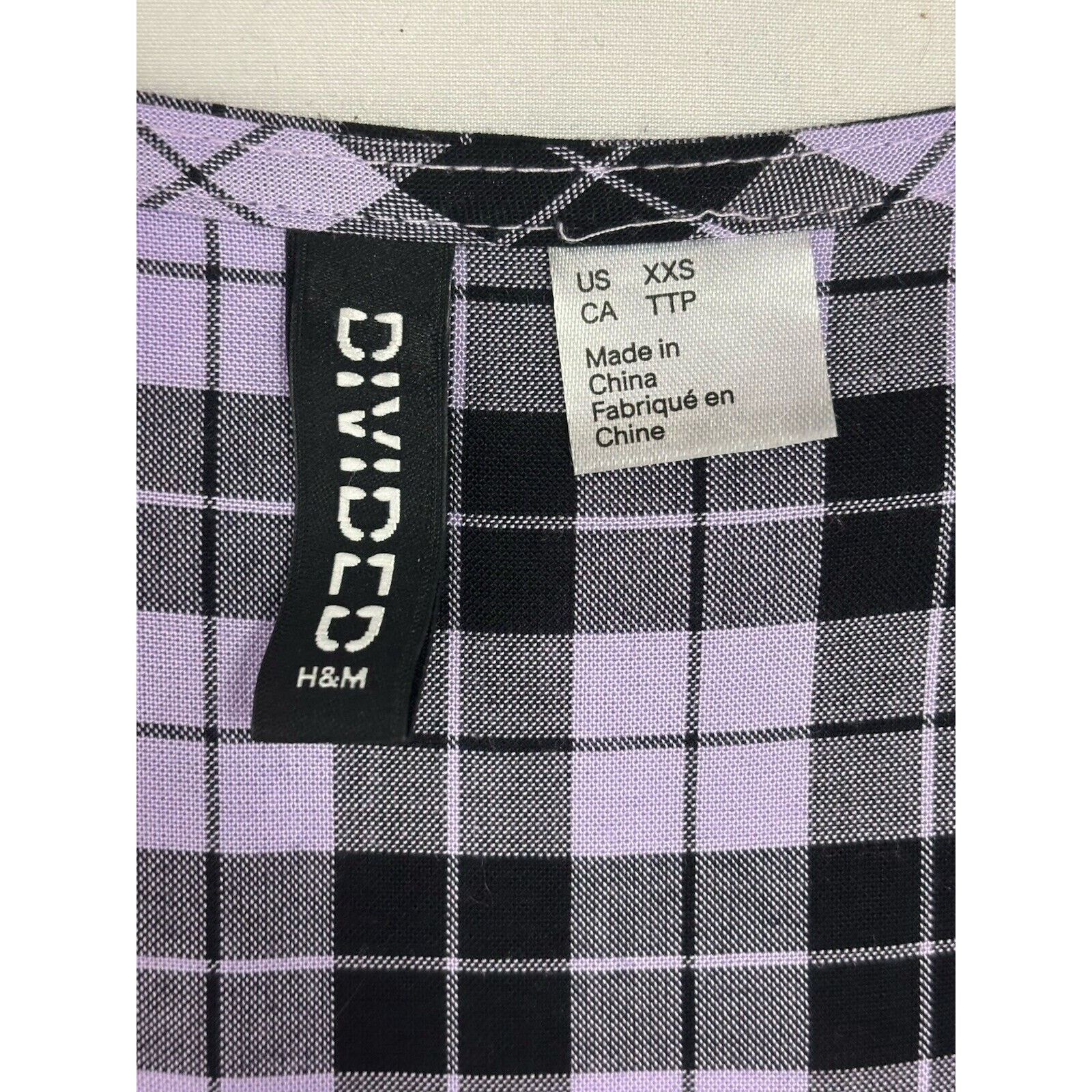 H&M H&M Divided Women’s Purple Black Plaid V Neck SS Dress XXS Size XXS / US 00 / IT 34 - 6 Thumbnail