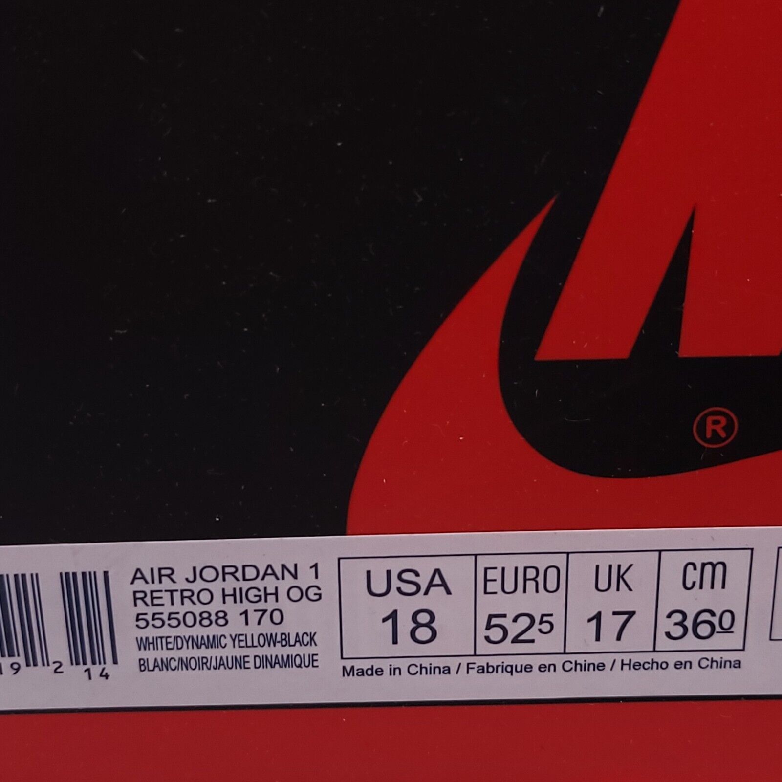 Nike Air Jordan 1 Retro Shoe Mens Size 18 555088-170