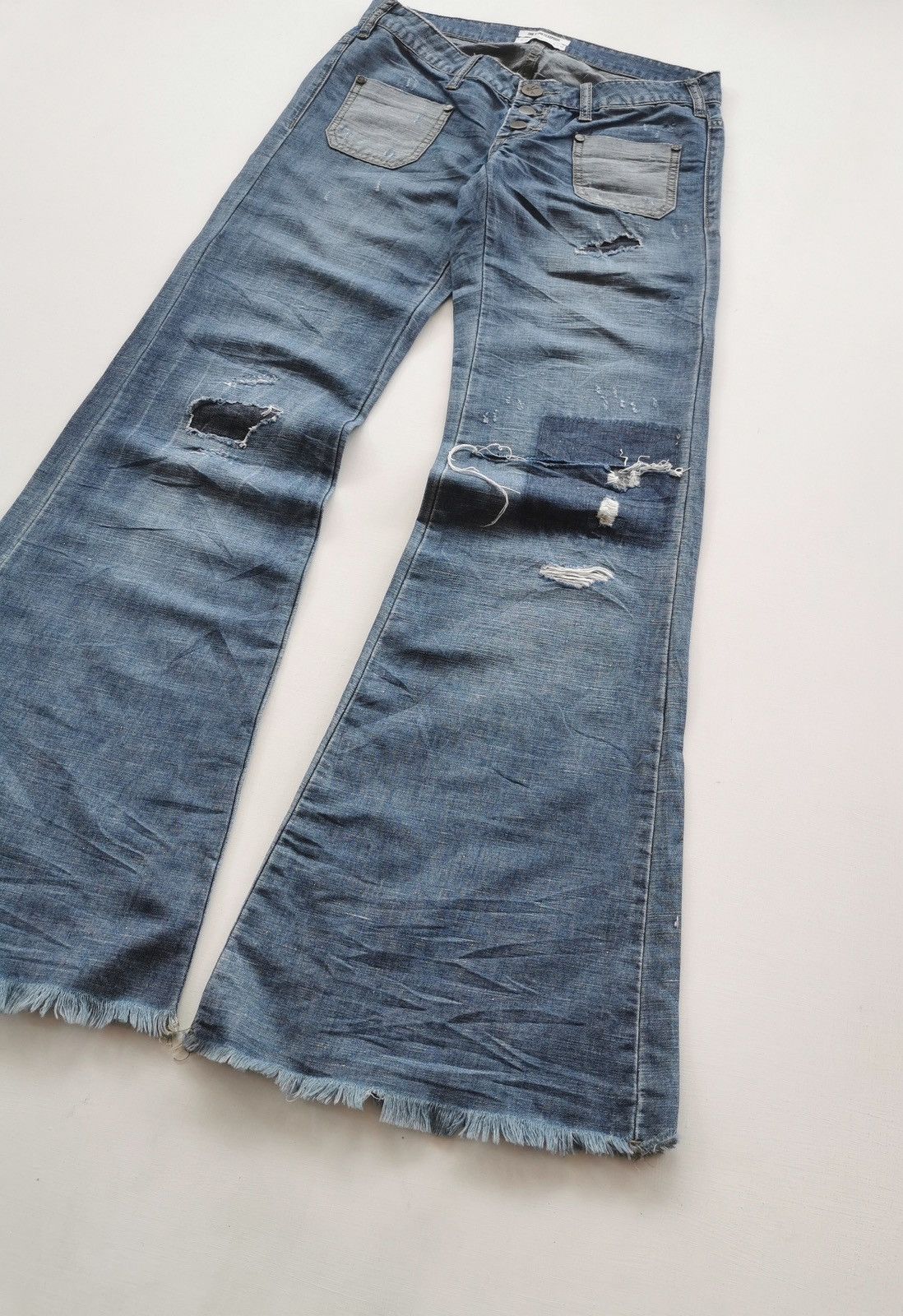Japanese Brand Oneteaspoon Bell Bottom Flare Distressed Jeans Size 30" / US 8 / IT 44 - 2 Thumbnail