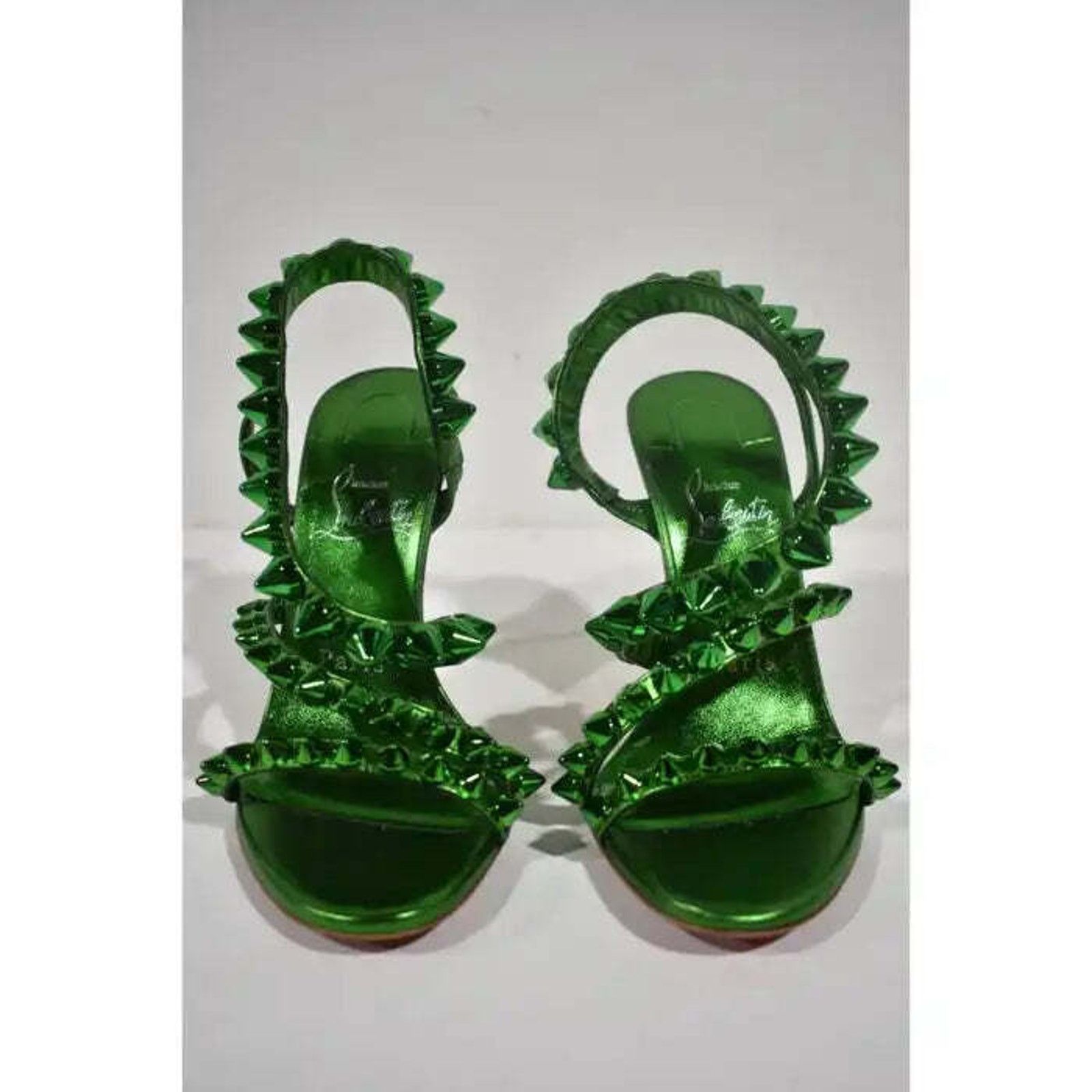 Christian Louboutin Spikita Strap 100 Spinach Green Strap Sandal Heel Pump 35.5 Size US 5.5 / IT 35.5 - 6 Thumbnail