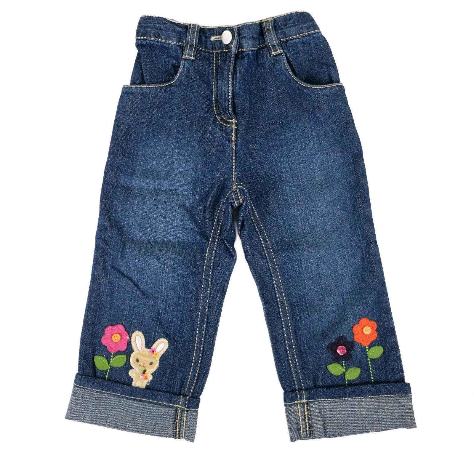 Other Gymboree 2T Blue Denim Jeans with Bunny and Flower Appliqué Size 24" / US 00 / IT 34 - 1 Thumbnail