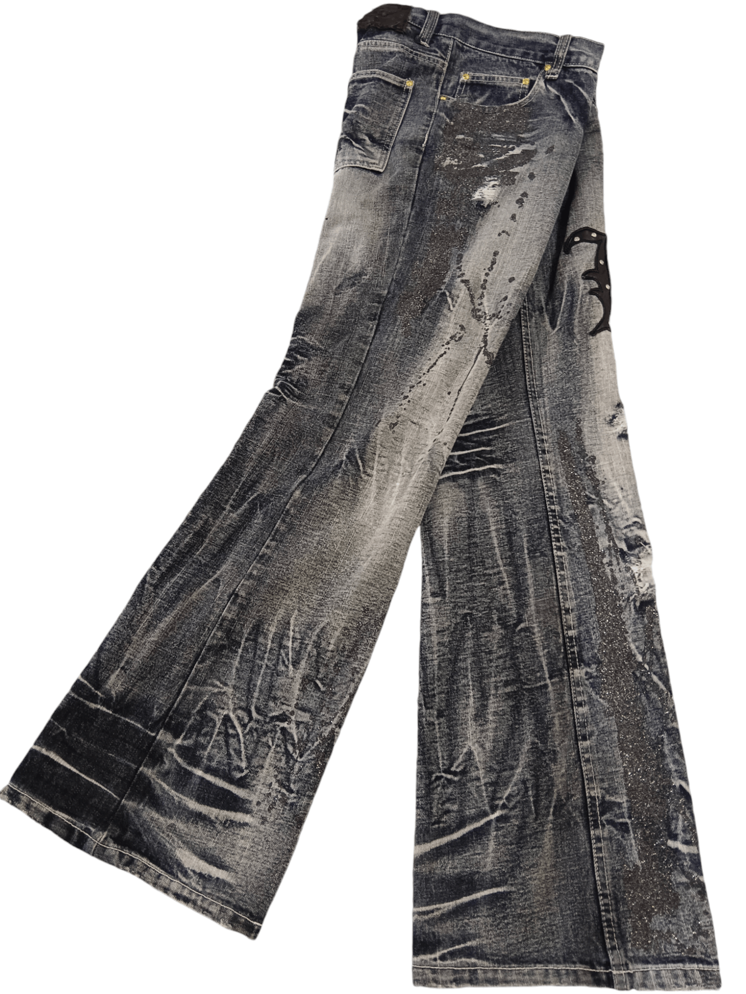 LOWBOX Zerosail Lowbox Distressed Punk Flare Denim Size US 32 / EU 48 - 3 Thumbnail