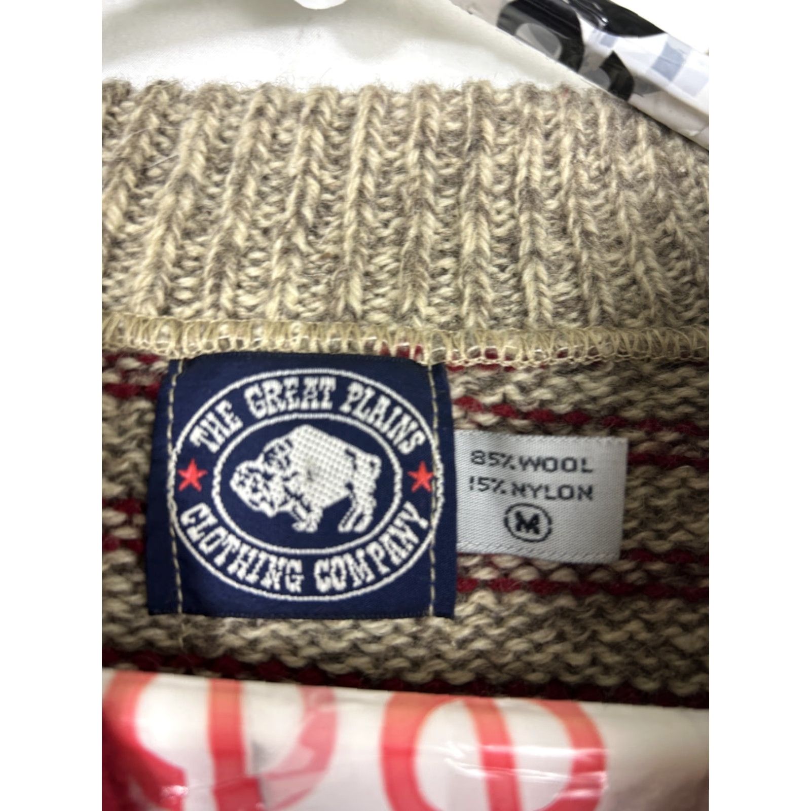 THE GREAT The Great Plains Mens M Wool Blend Henley Pullover Sweater Beige Red Stripes M Wool Blend Henley Pullover Sweater Mens Beige Red Stripes Size US M / EU 48-50 / 2 - 7 Thumbnail