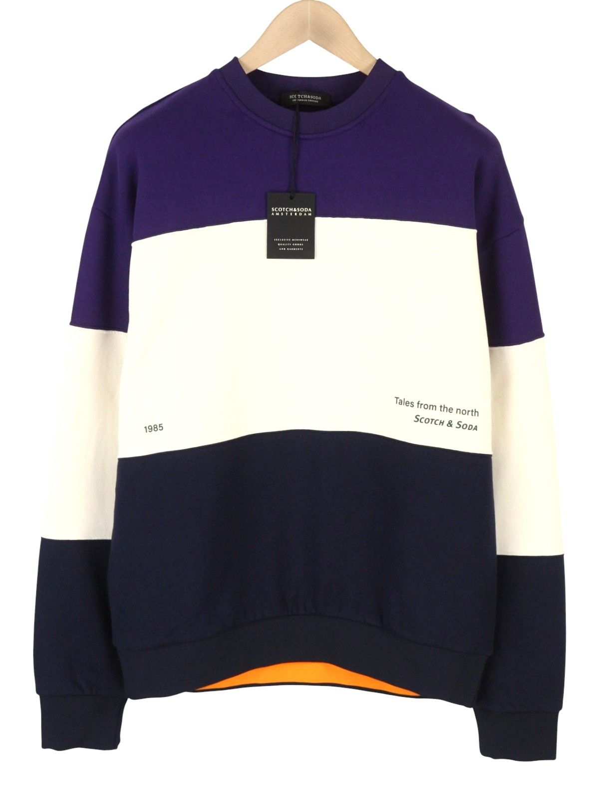Scotch & Soda L Striped Cotton Crew Neck Sweatshirt 88552 Size US L / EU 52-54 / 3 - 1 Thumbnail