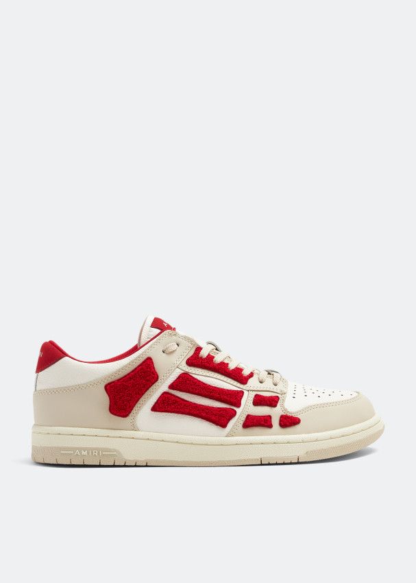 Amiri o1w1db11224 Skel Panelled Leather Low-Top Sneakers White/Red Size US 15 / EU 48 - 1 Thumbnail