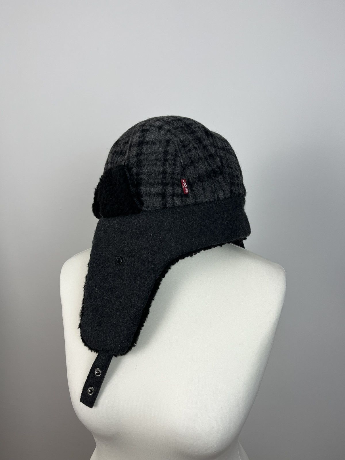 Levi's × Vintage Black Sherpa Flannel Ushanka Aviator Trapper Beanie Hat Size ONE SIZE - 3 Thumbnail
