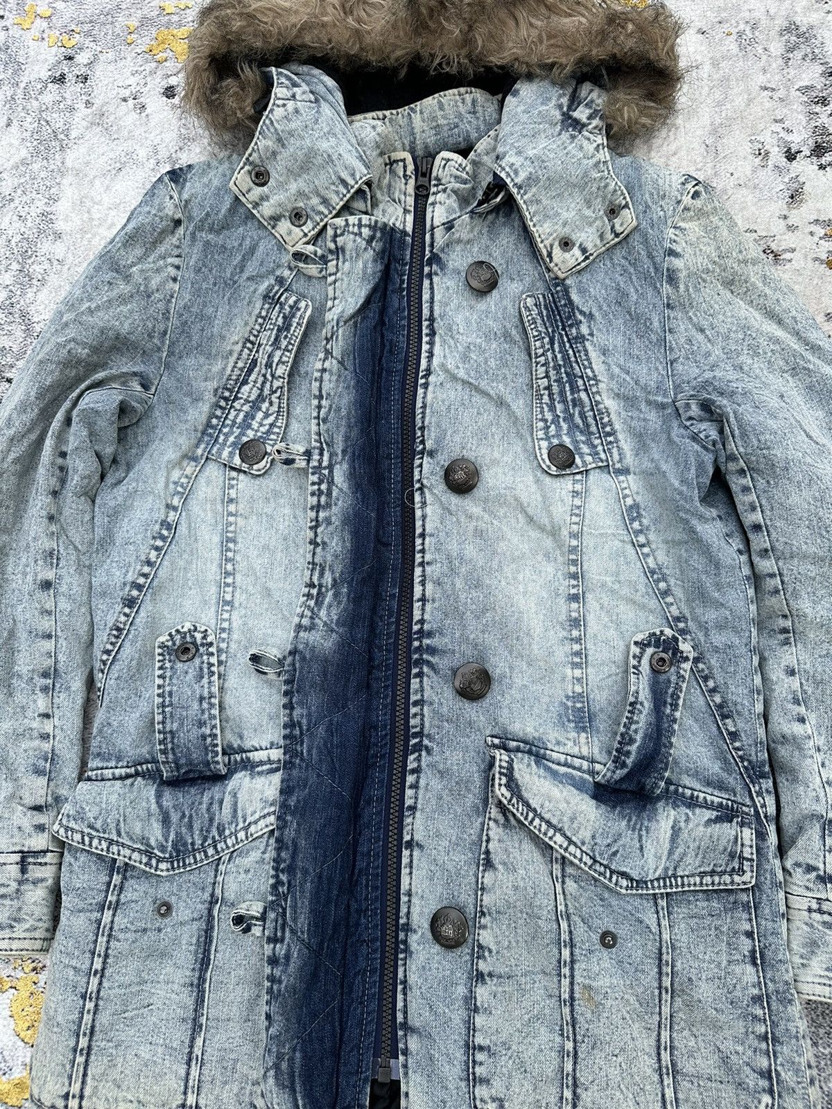 Beauty Beast WASHED DENIM FUR JACKET JAPANESE Style Archive PERSODEA Size US L / EU 52-54 / 3 - 6 Thumbnail