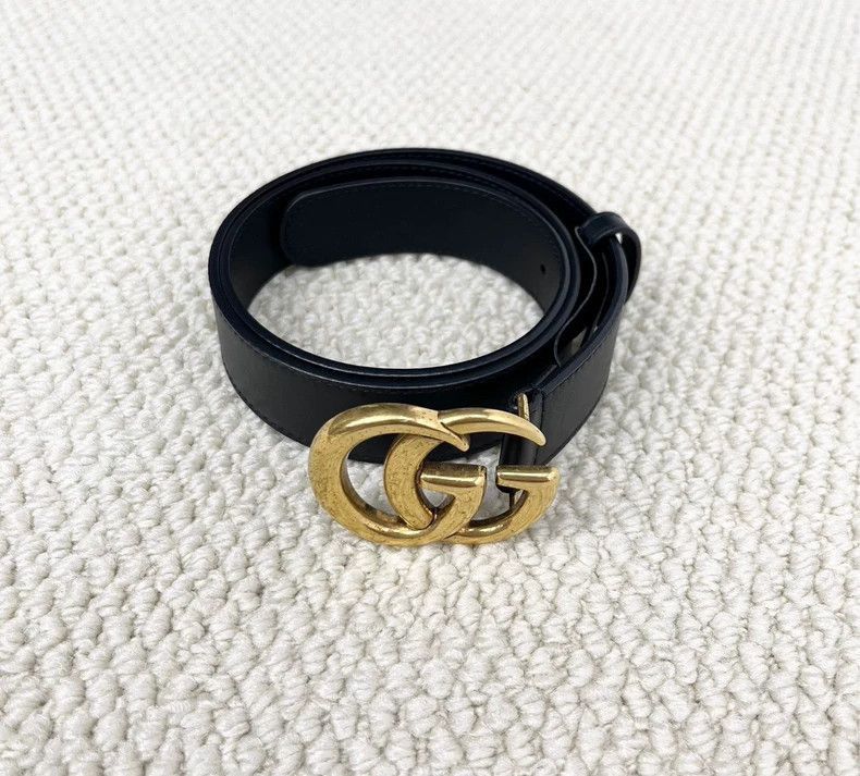 Gucci Gucci Black Gold Double G Leather Belt-2506 Size ONE SIZE - 2 Thumbnail