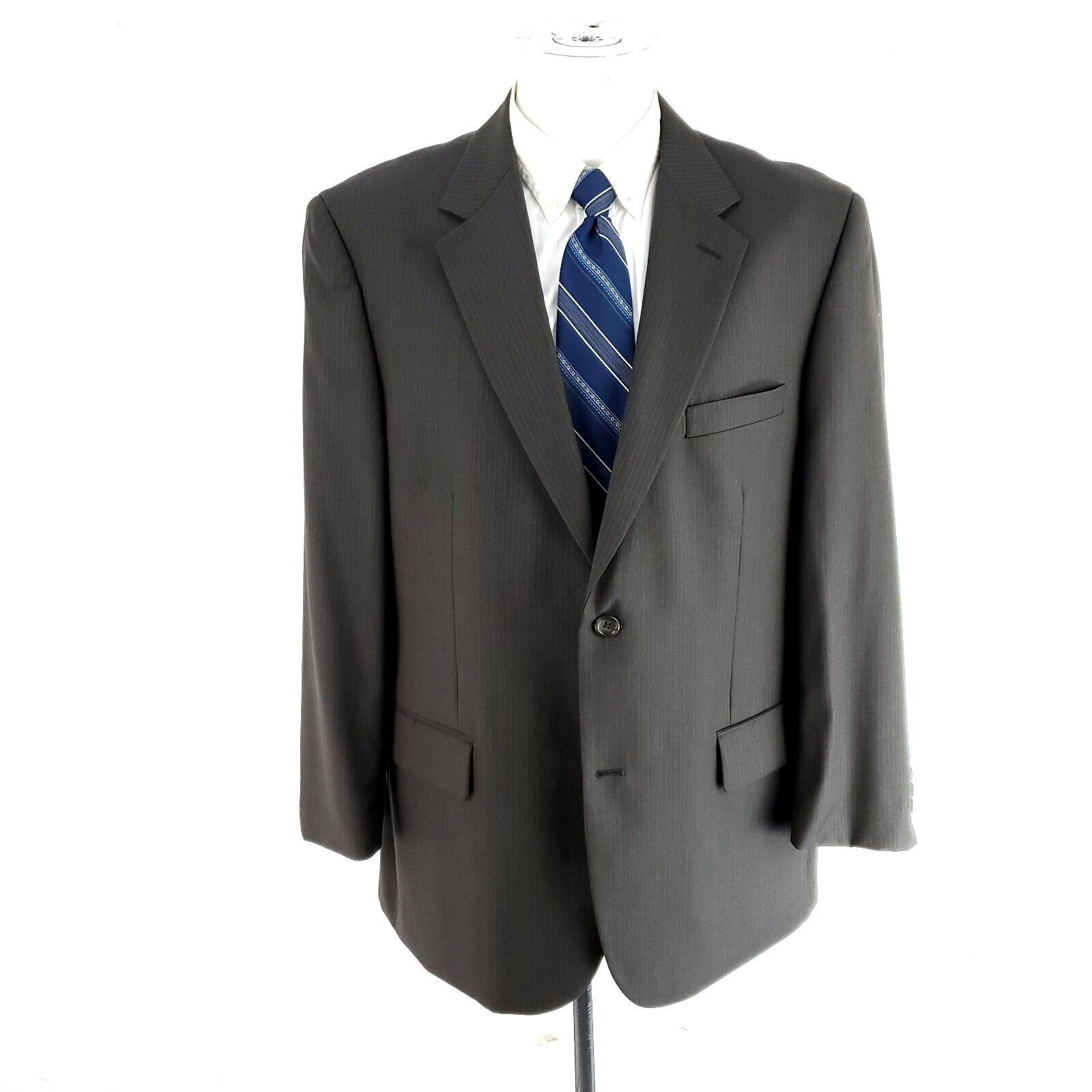Pronto Uomo Pronto Uomo Wool 2 Button 2 Piece Suit 42R Green Striped Bir Size 42R - 4 Thumbnail