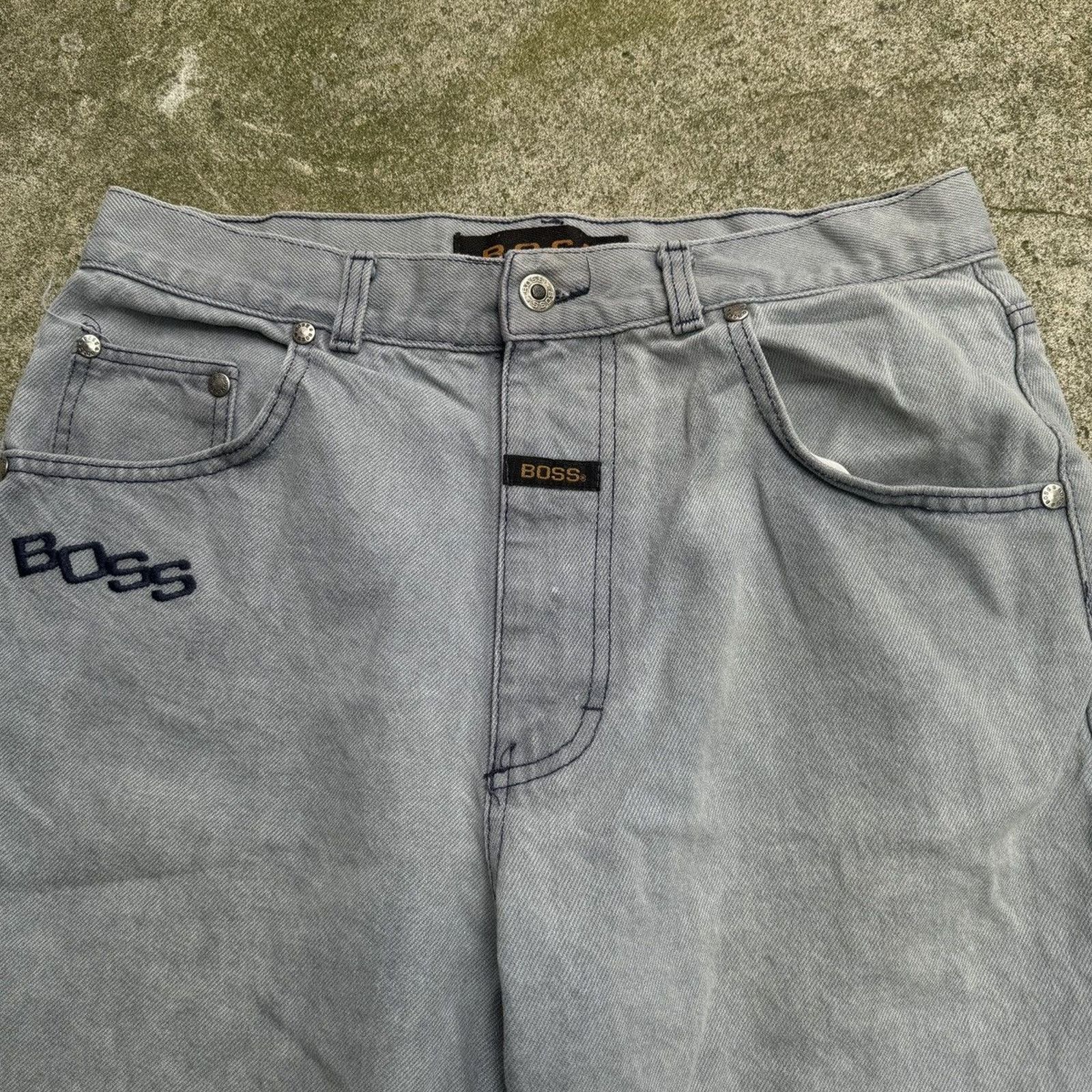 JNCO VINTAGE Y2K BOSS BAGGY FADED THRASHED DENIM JEAN SHORTS Size US 32 / EU 48 - 8 Thumbnail