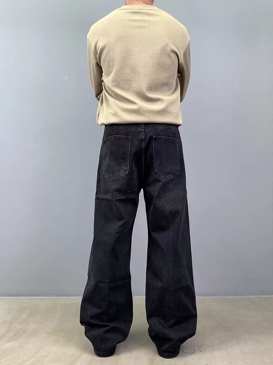Japanese Brand × Vintage Vintage Washed Spliced Loose Casual Black Jeans Size US 34 / EU 50 - 3 Thumbnail