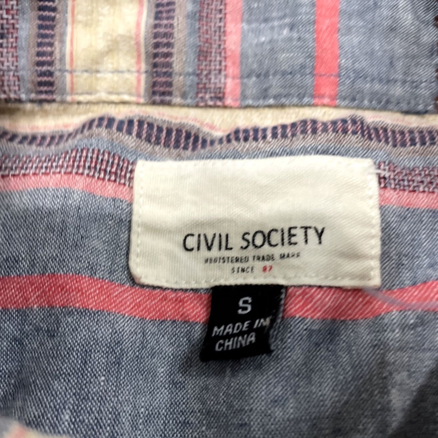 Pinko Civil Society Button Up Shirt Men S Aztec Tribal Stripe Pink Blue Aquaberry Size US S / EU 44-46 / 1 - 7 Thumbnail