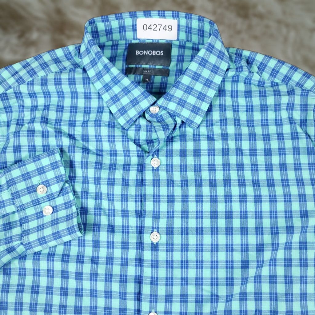 Bonobos Bonobos Blue Plaid Button-Up Shirt Mens Medium Long Sleeve Casual Size US M / EU 48-50 / 2 - 1 Thumbnail